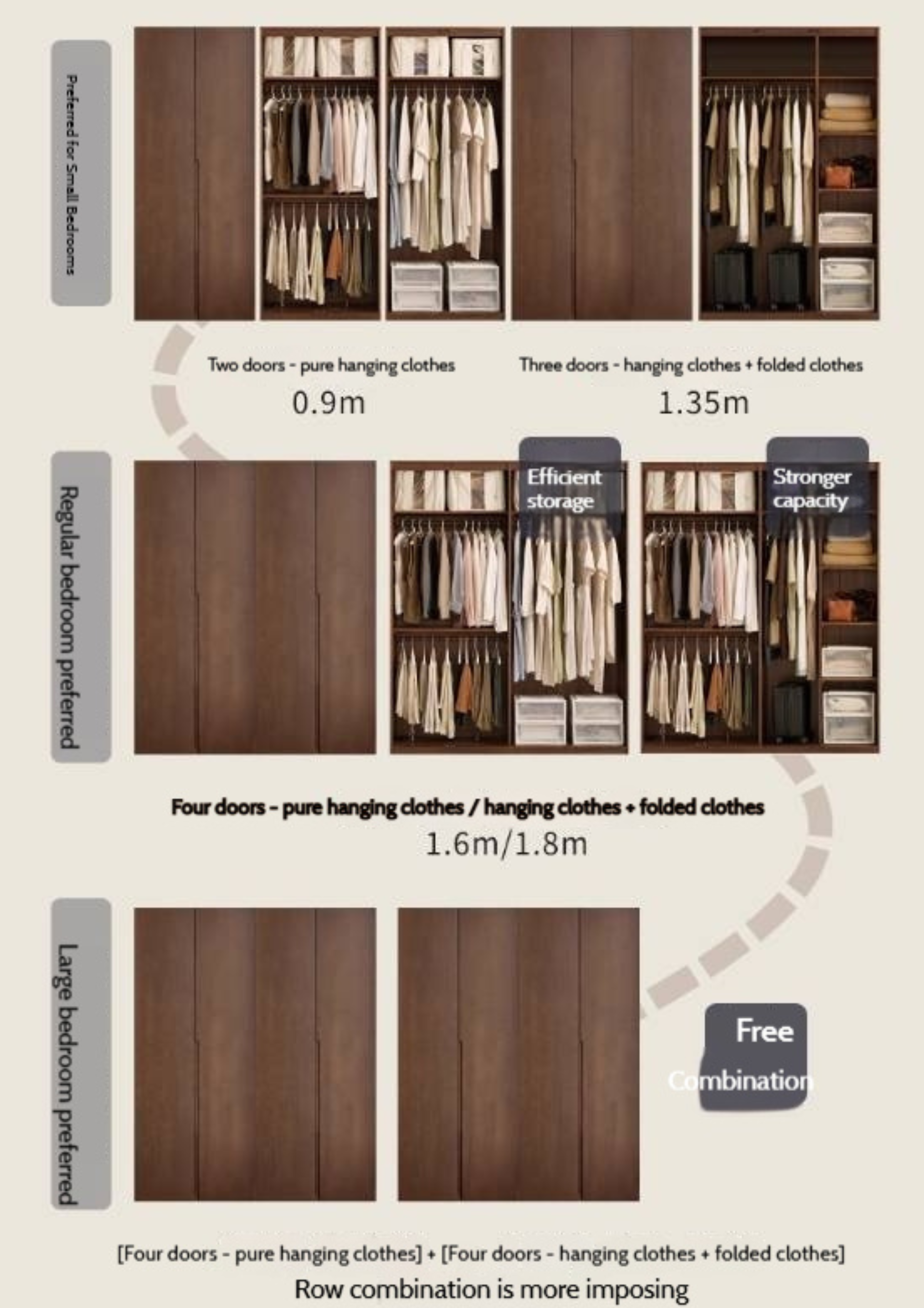 Sandalwood, Black Walnut Solid Wood Modern Double Door Wardrobe