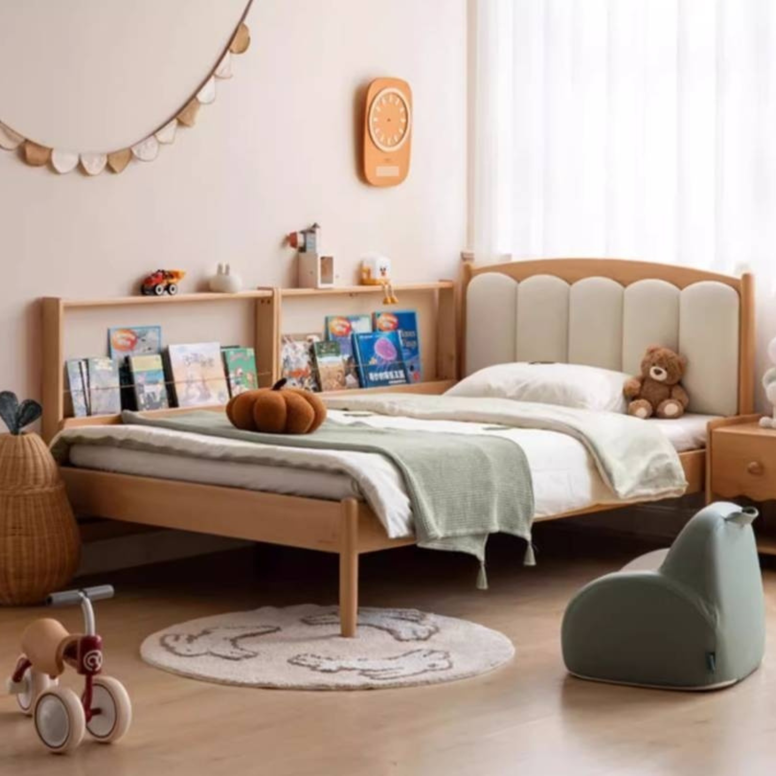 Beech Solid Wood Children's Bedside Miniature Bookshelf