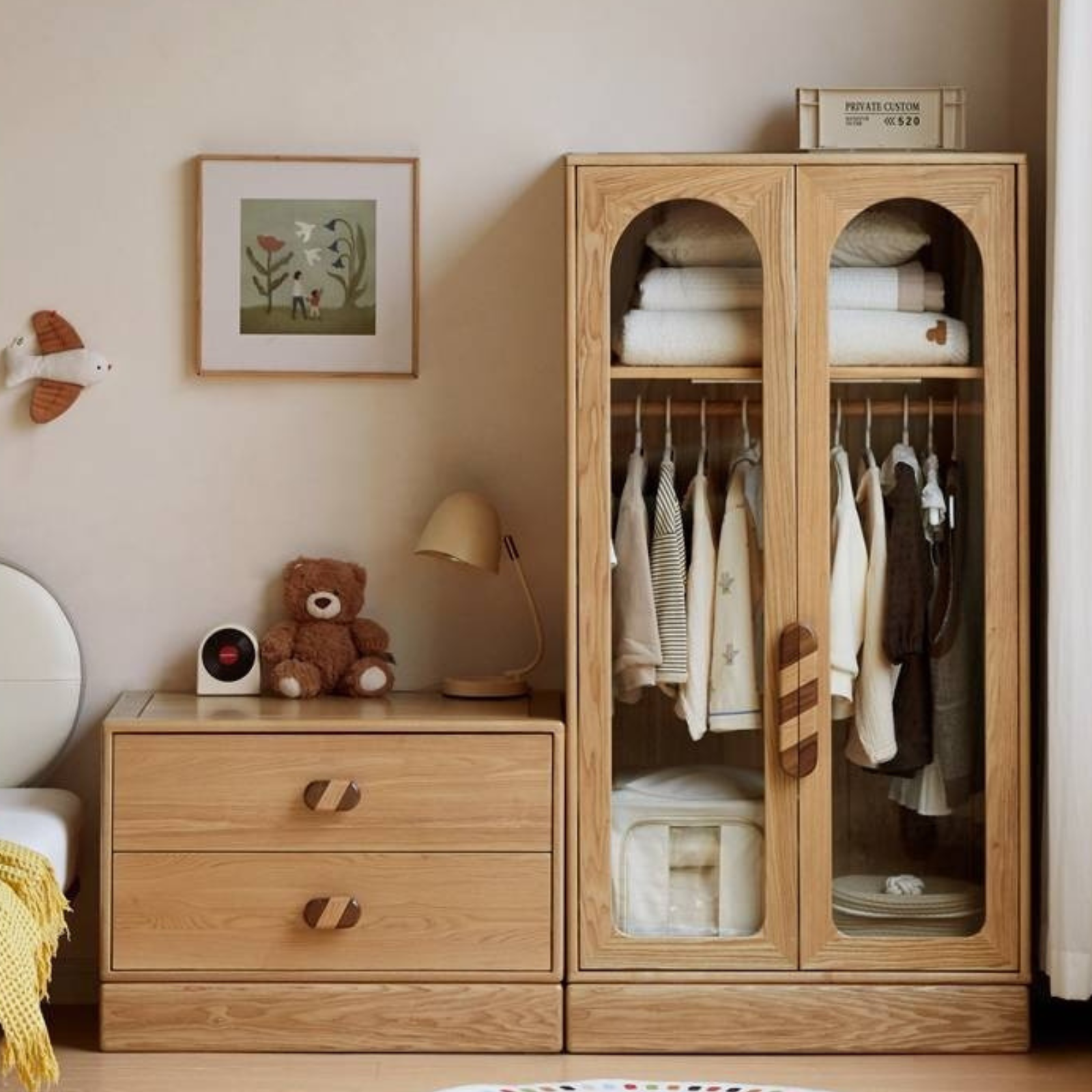 Oak Solid Wood Original Wood Style Children's Wardrobe