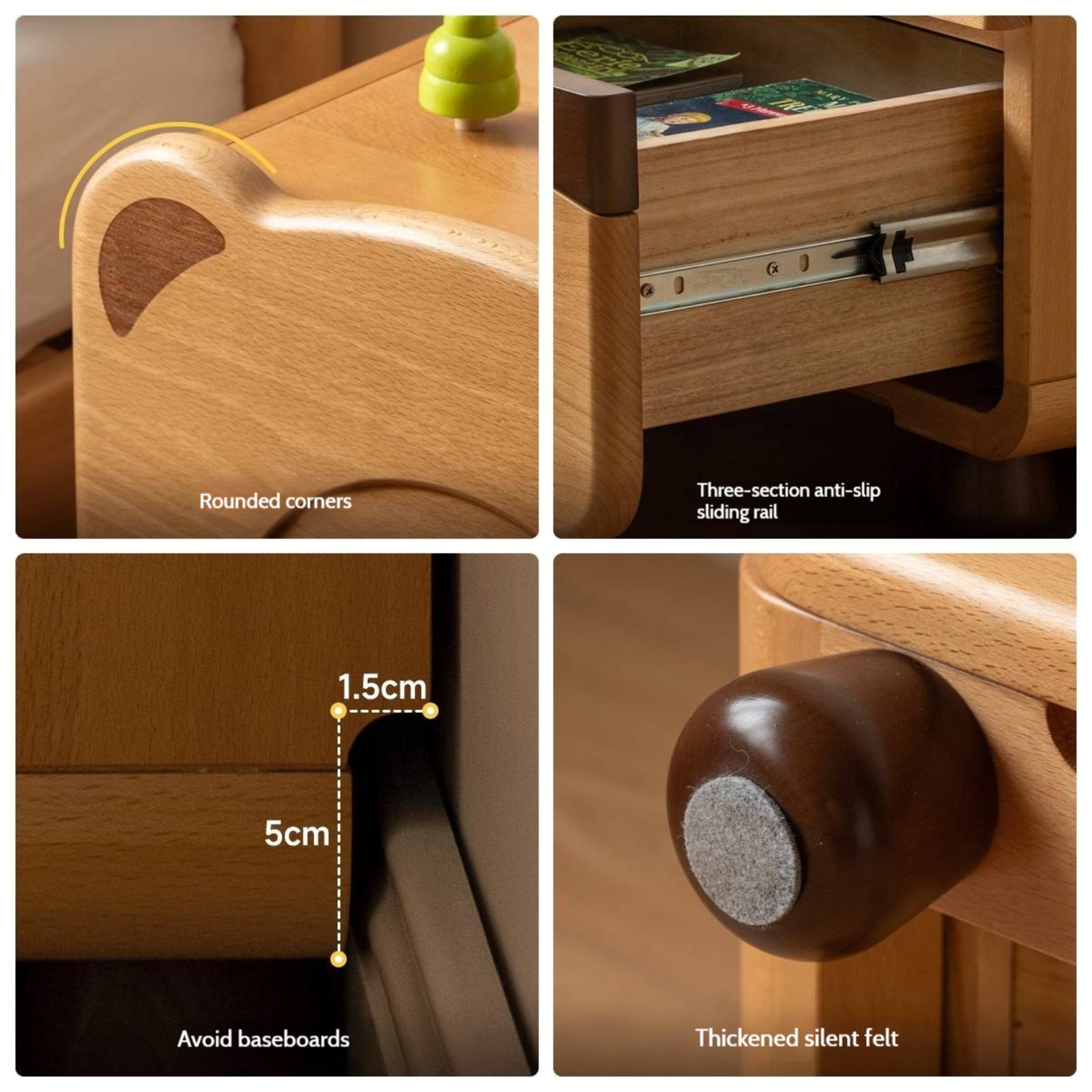 Beech Solid Wood Children s Cartoon Bear Nightstand
