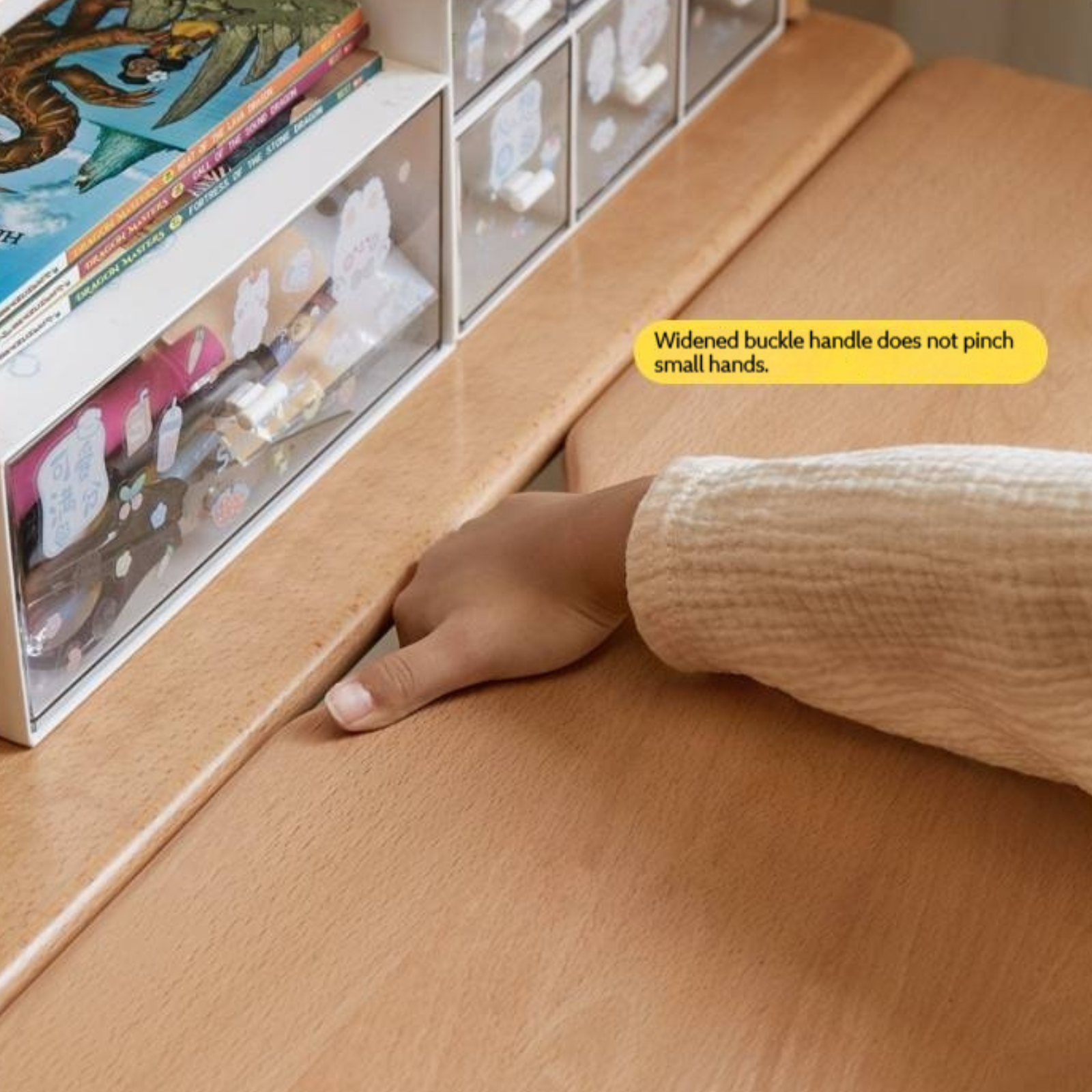 Beech Solid Wood Height Adjustable Children's Learning Desk with Eye-Protection Lamp