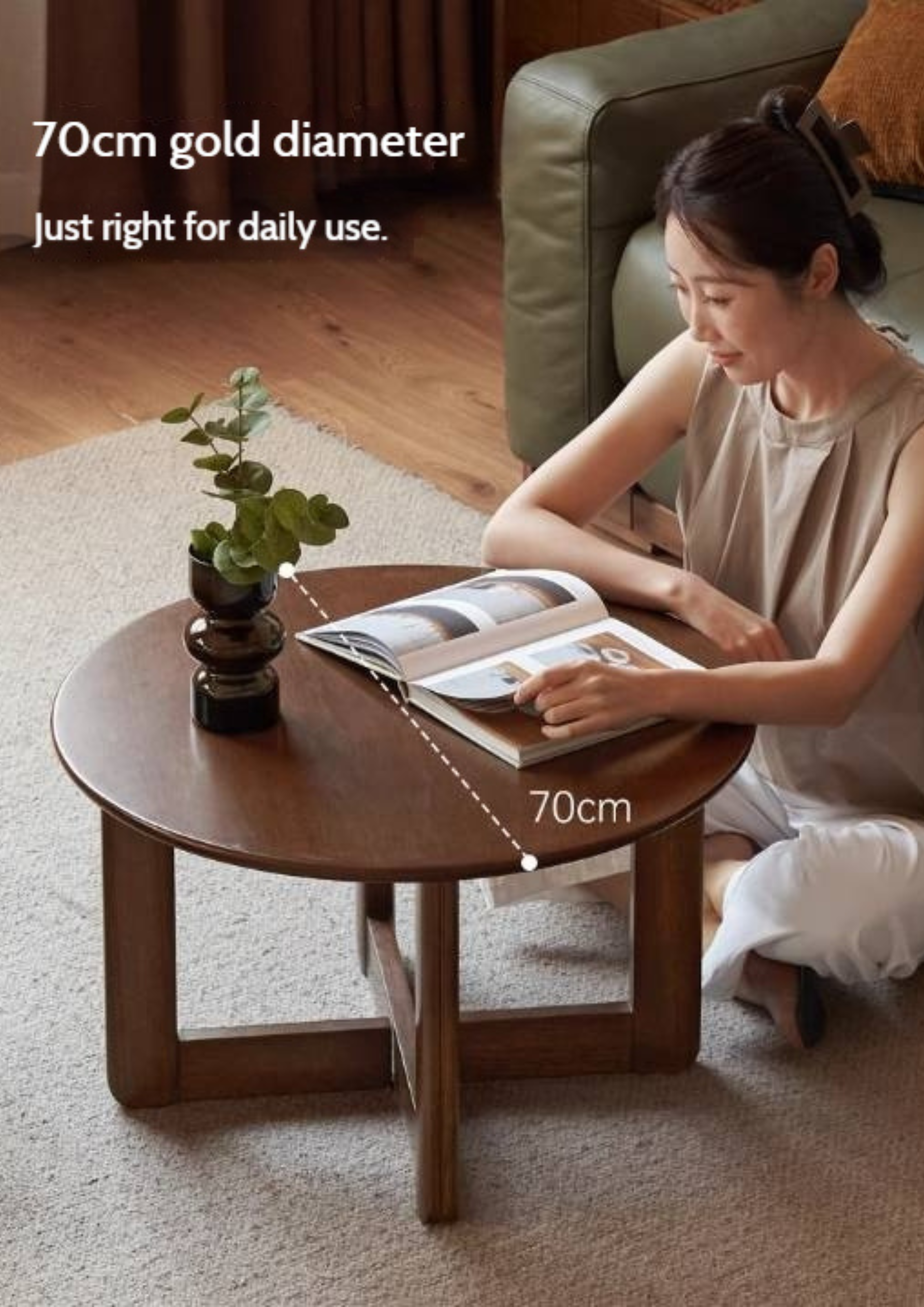 Sandalwood, Oak Solid Wood Modern Coffee Table