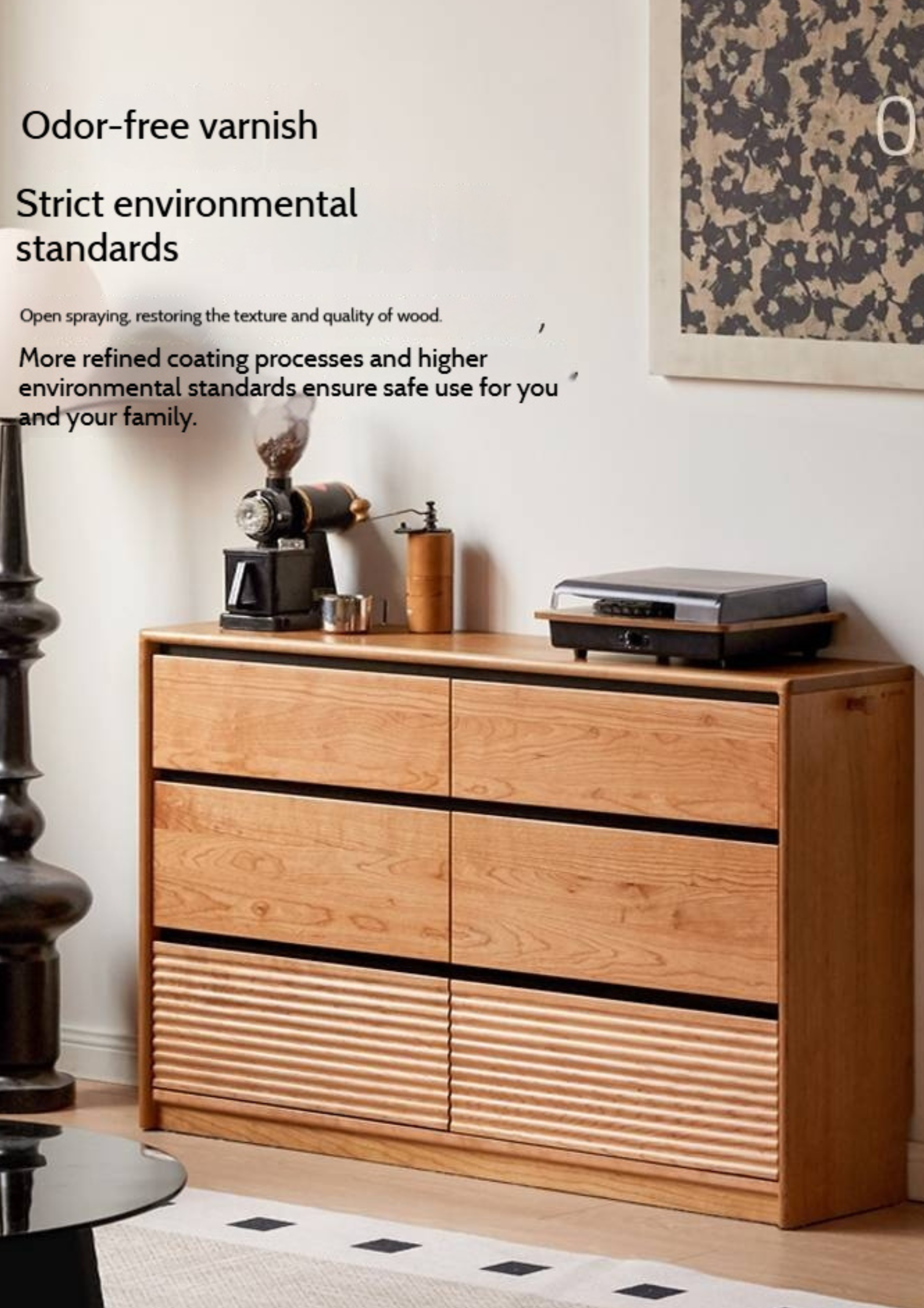 Cherry Solid Wood Retro Six-Drawer Chest