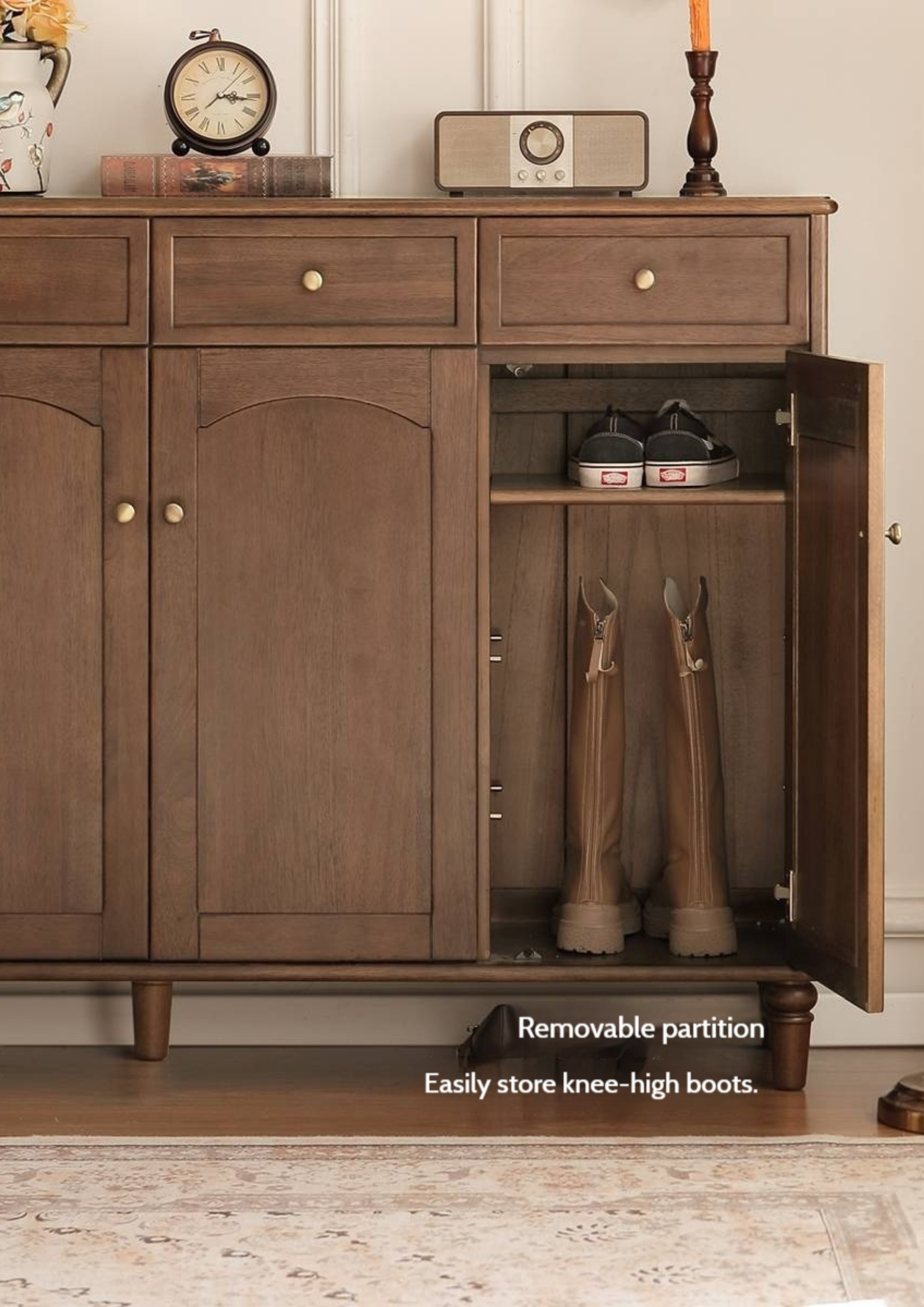 Sandalwood Solid Wood American Retro Storage Shoe Cabinet