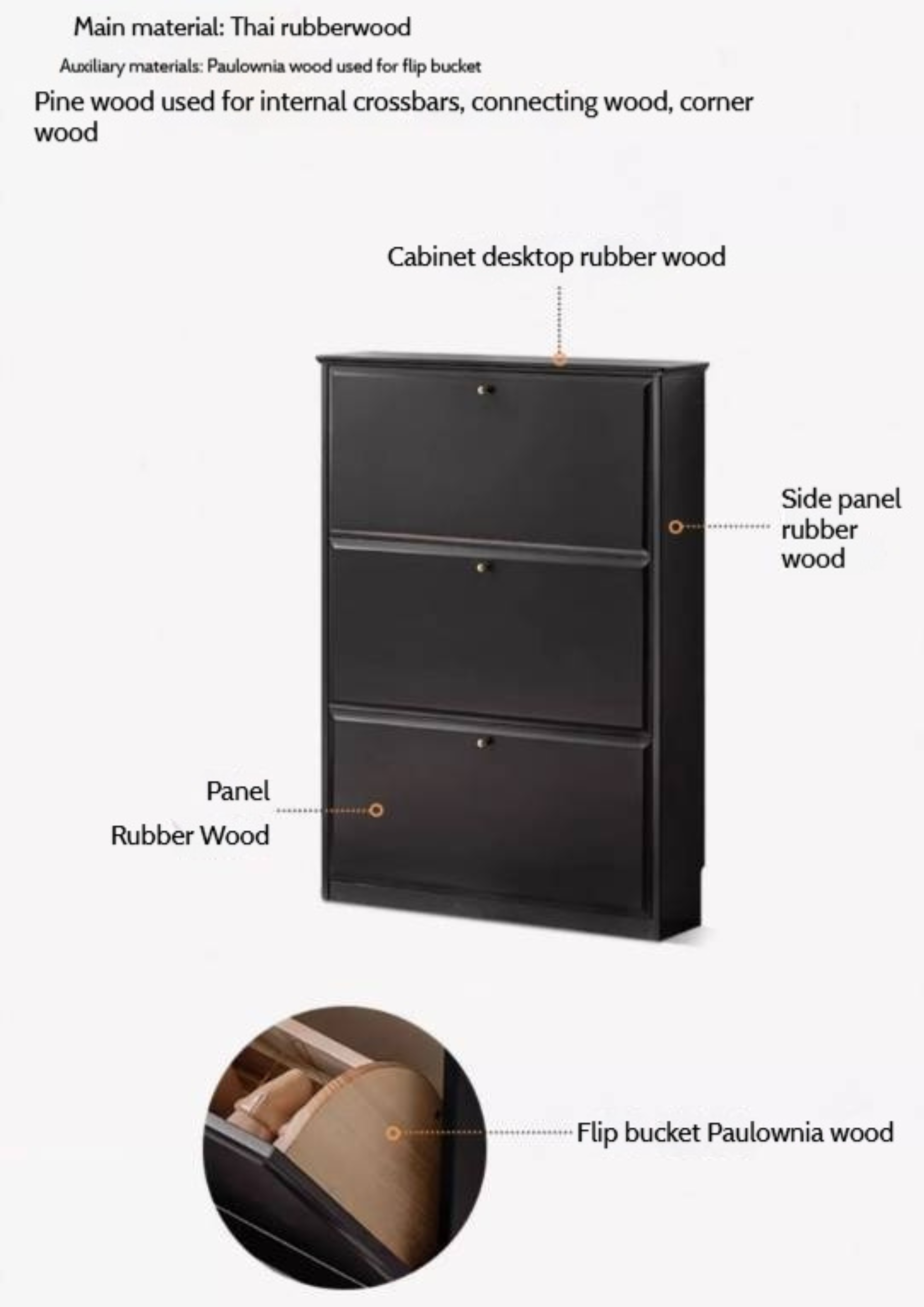 Oak Solid Wood American Retro Style Shoe Cabinet