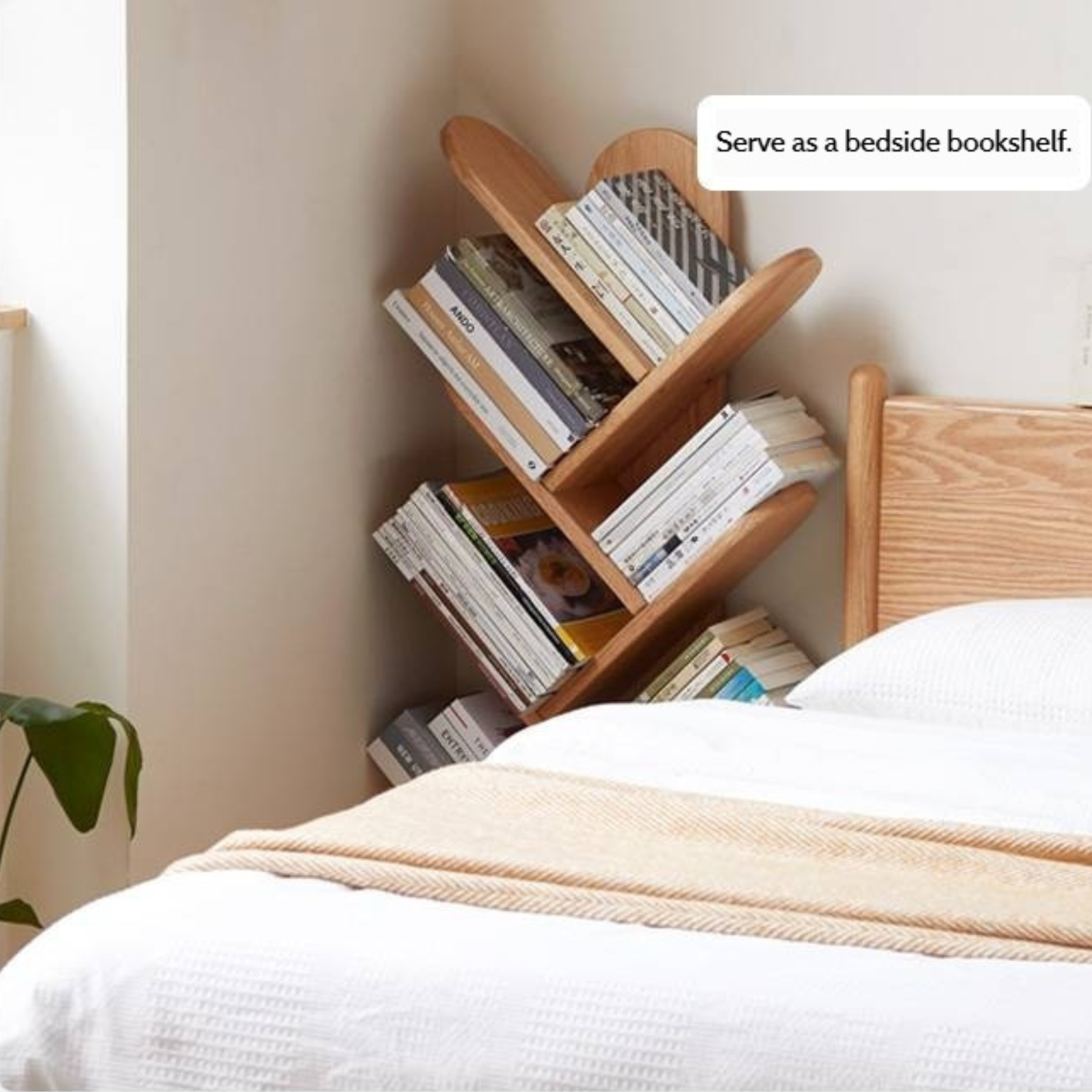 Oak, Cherry, Solid Rubberwood Multi-Layer Creative Corner Bookshelf