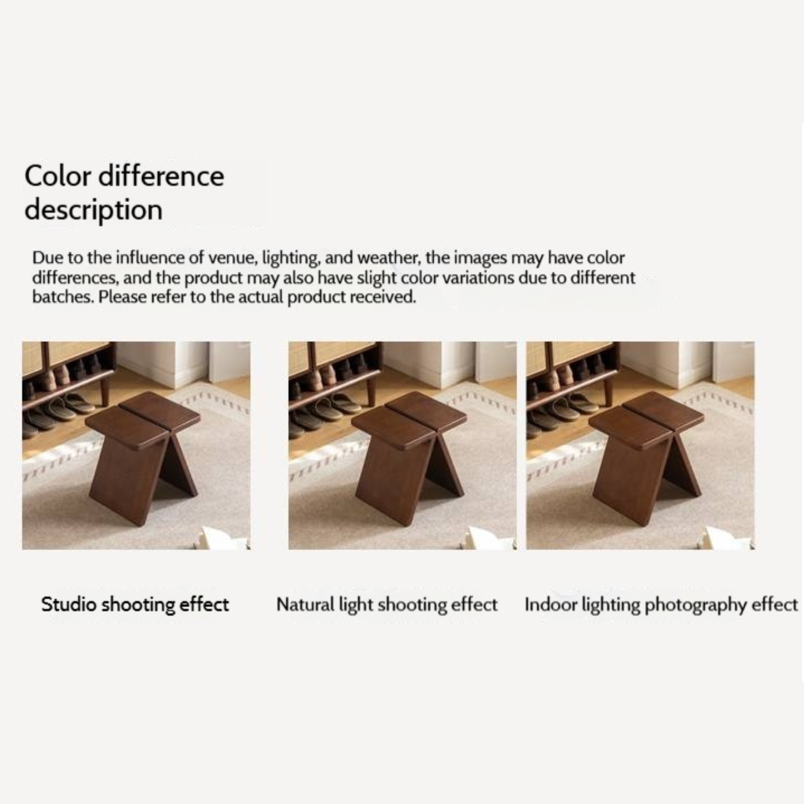 Solid Rubberwood Modern Minimalist Square Shoe Changing Stool