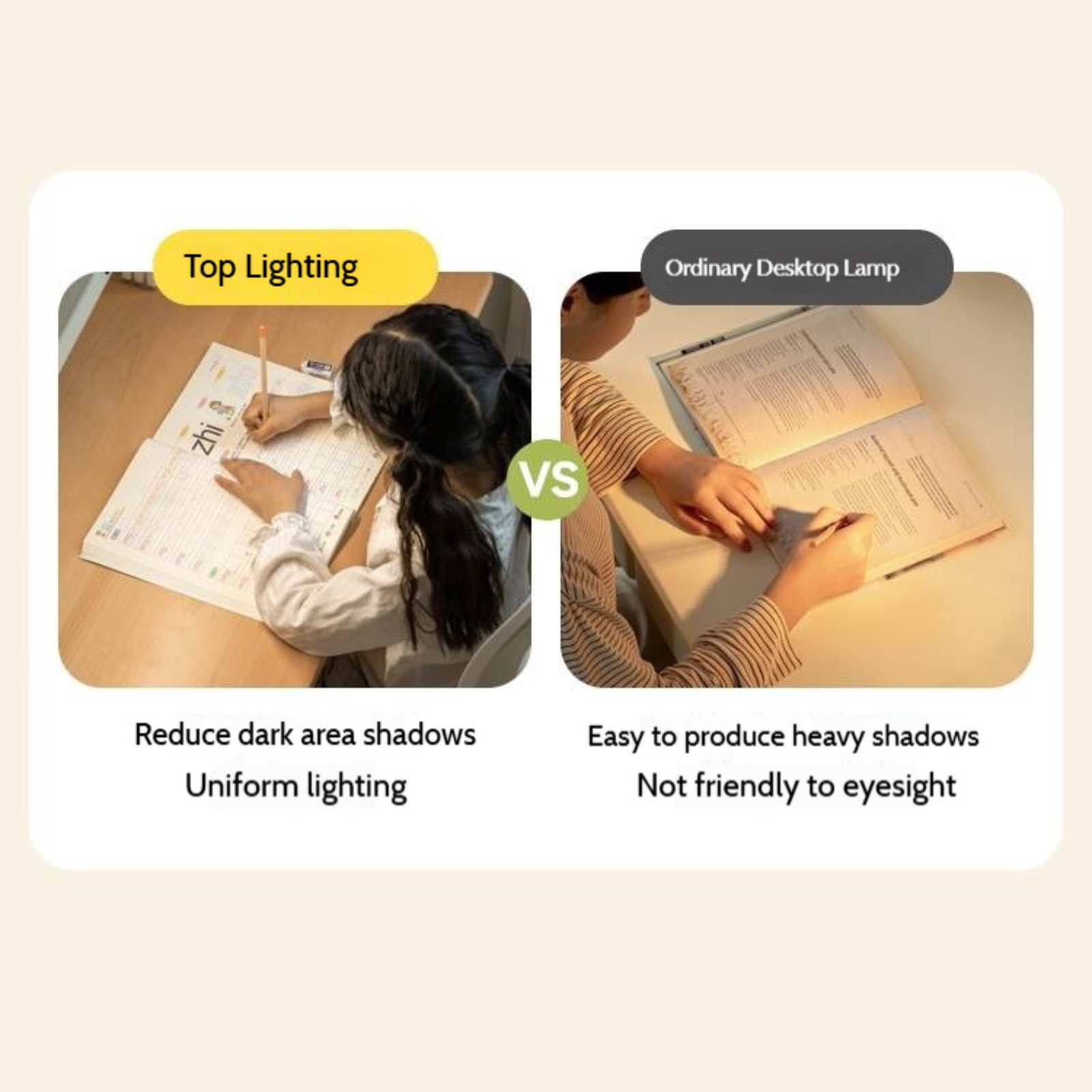 Beech Solid Wood Height Adjustable Children's Learning Desk with Eye-Protection Lamp