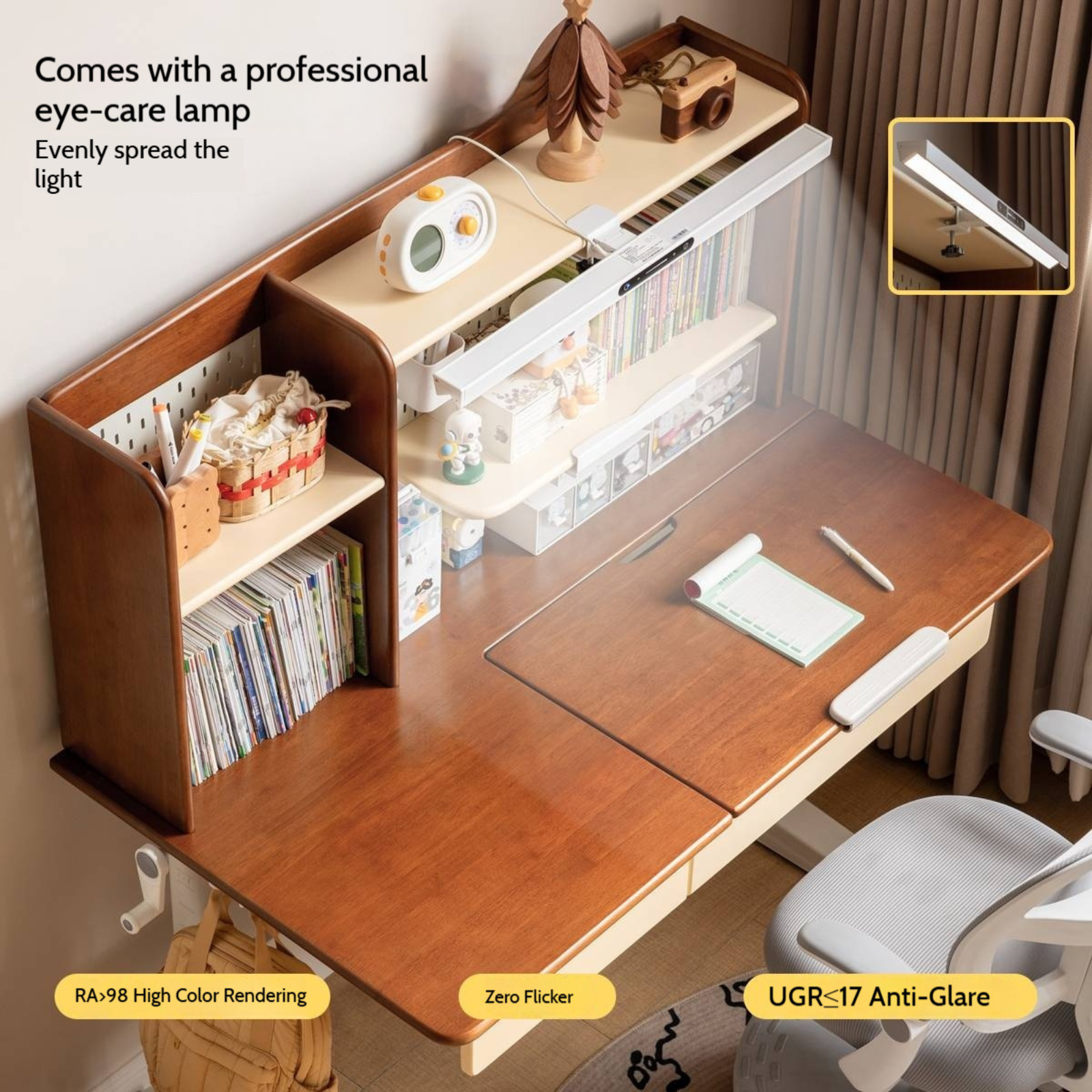 Solid Rubberwood Retro Style Children's Study Desk