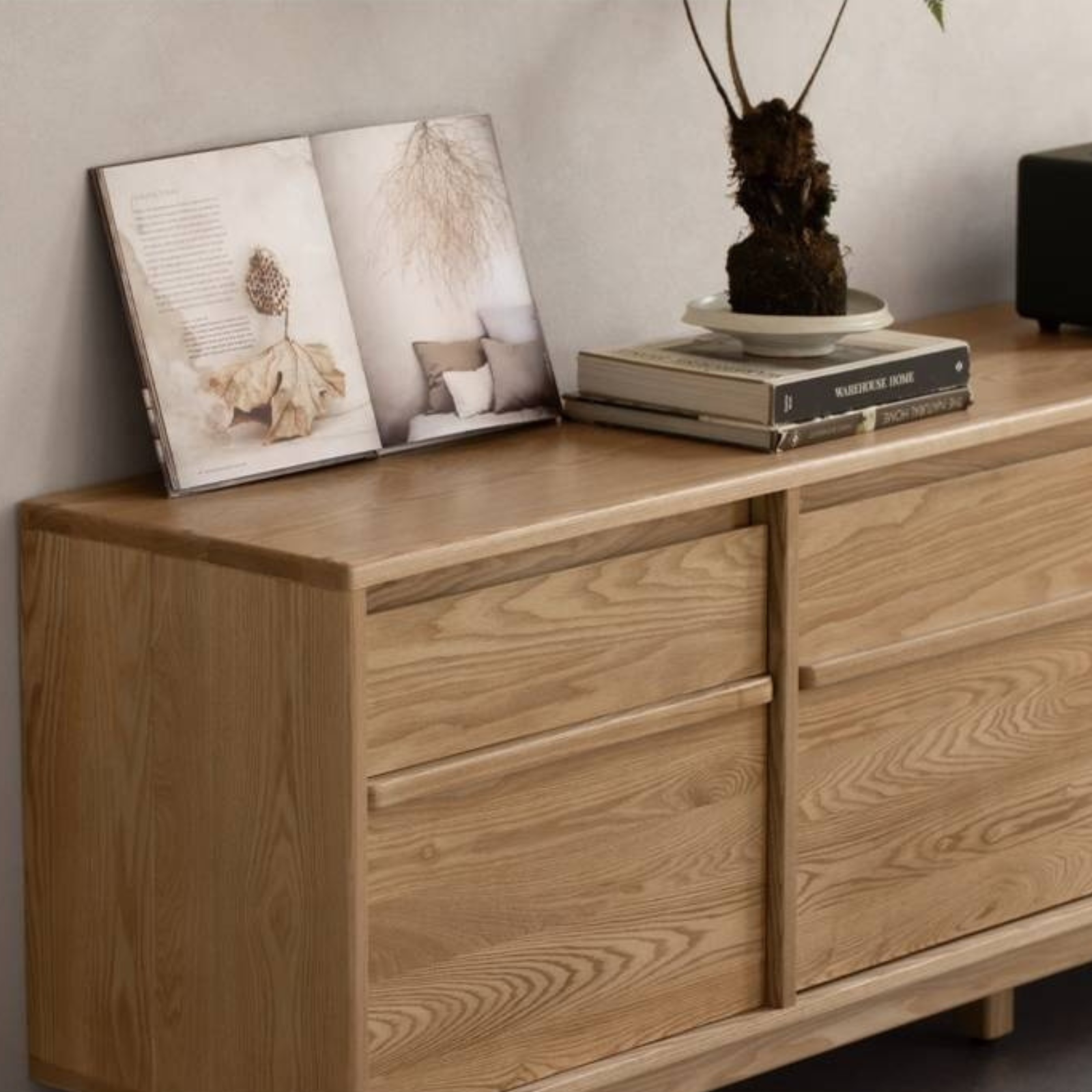 Ash Solid Wood Wabi-Sabi Style TV Cabinet