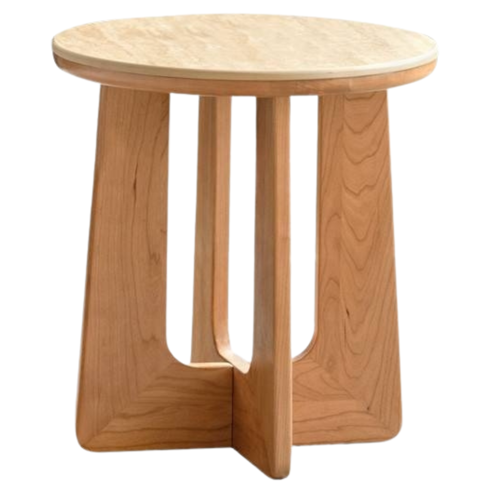 Cherry Solid Wood Rock Plate Round Coffee Table