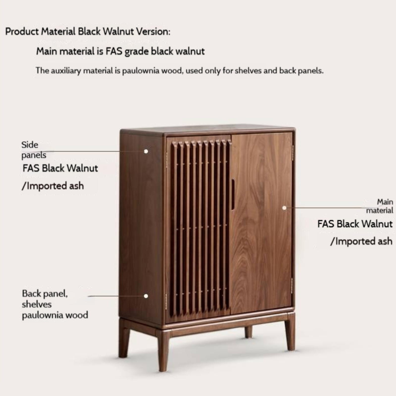 Black Walnut, Ash Two Door Shoe Cabinet Entrance
