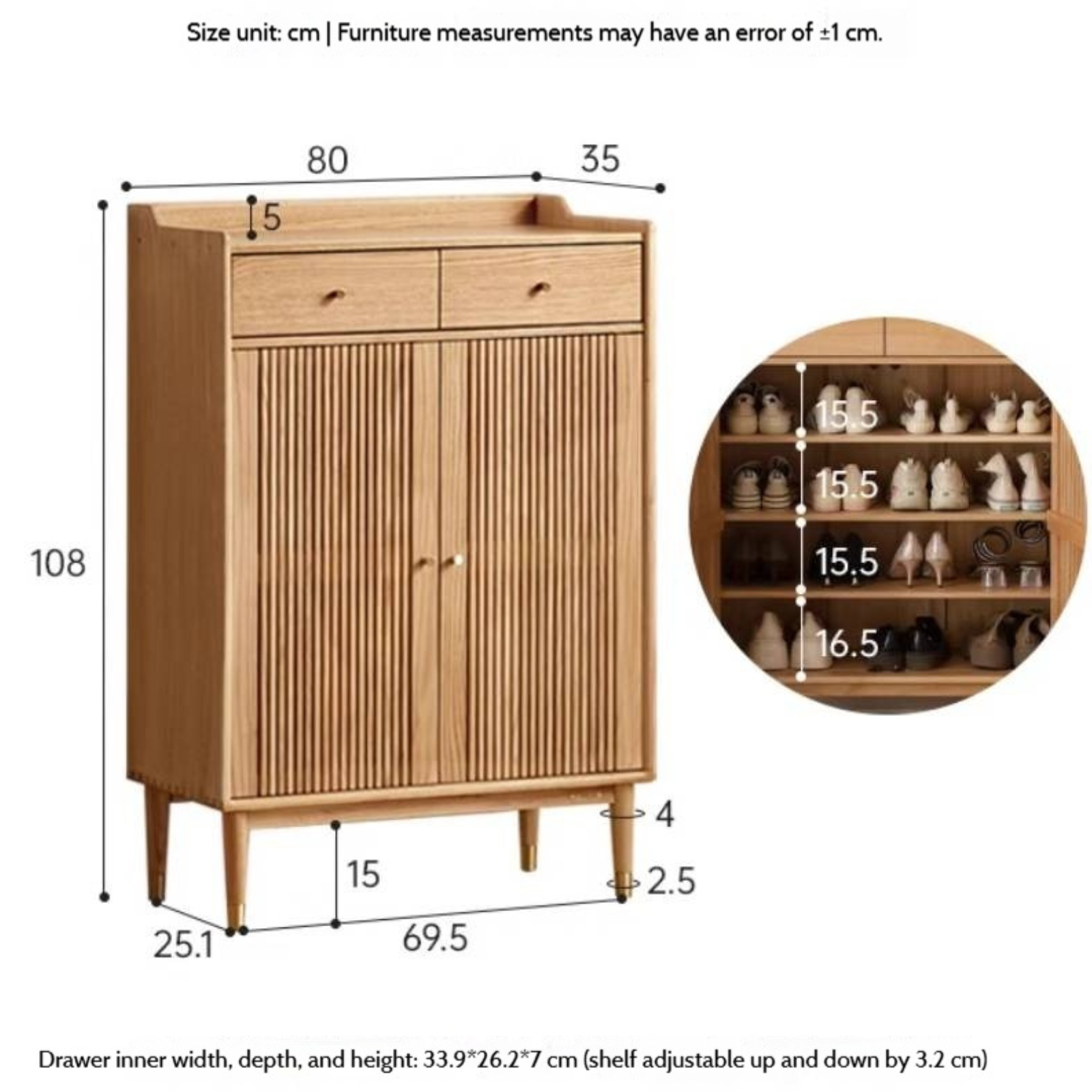 Oak Modern Nordic Shoe Cabinet.