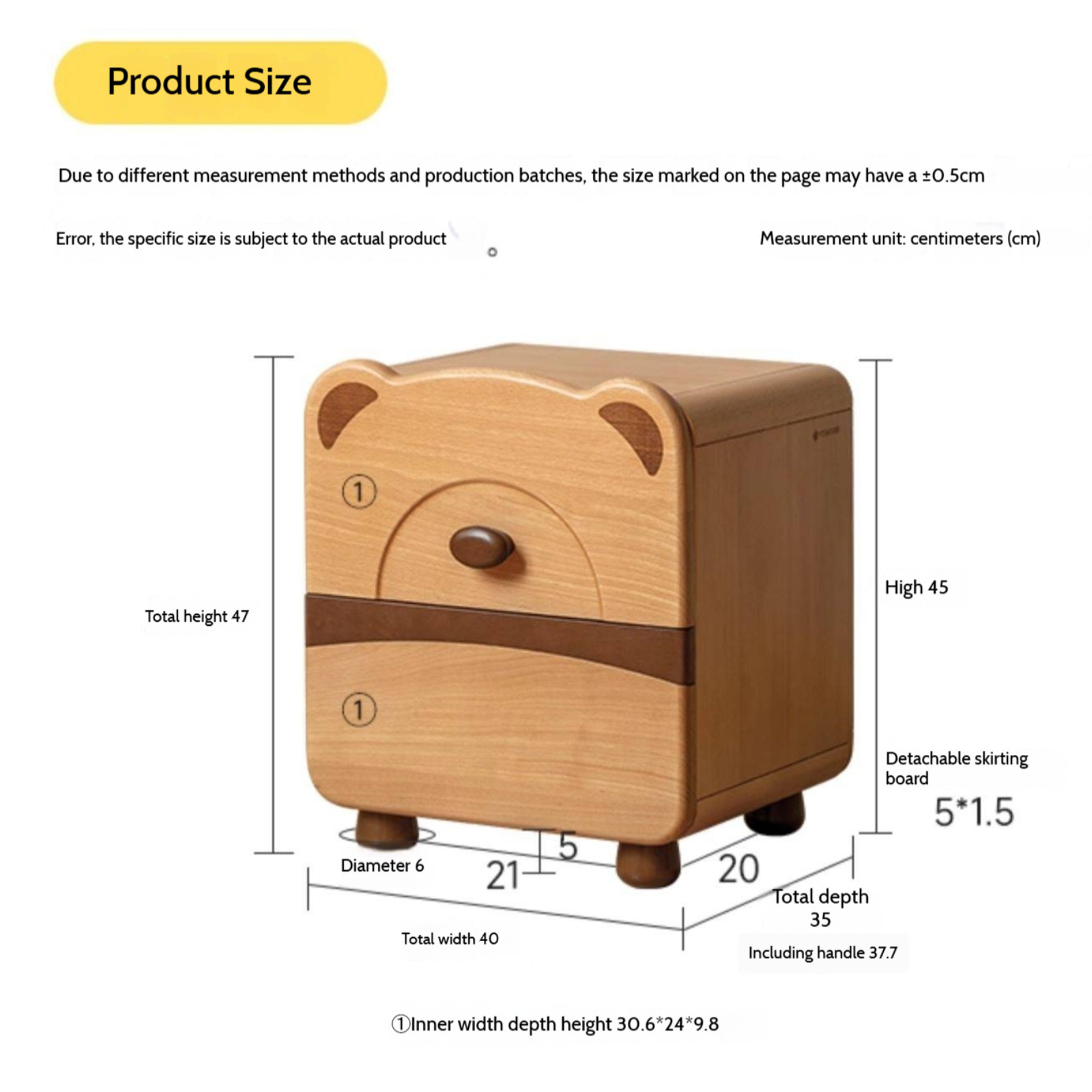 Beech Solid Wood Children s Cartoon Bear Nightstand