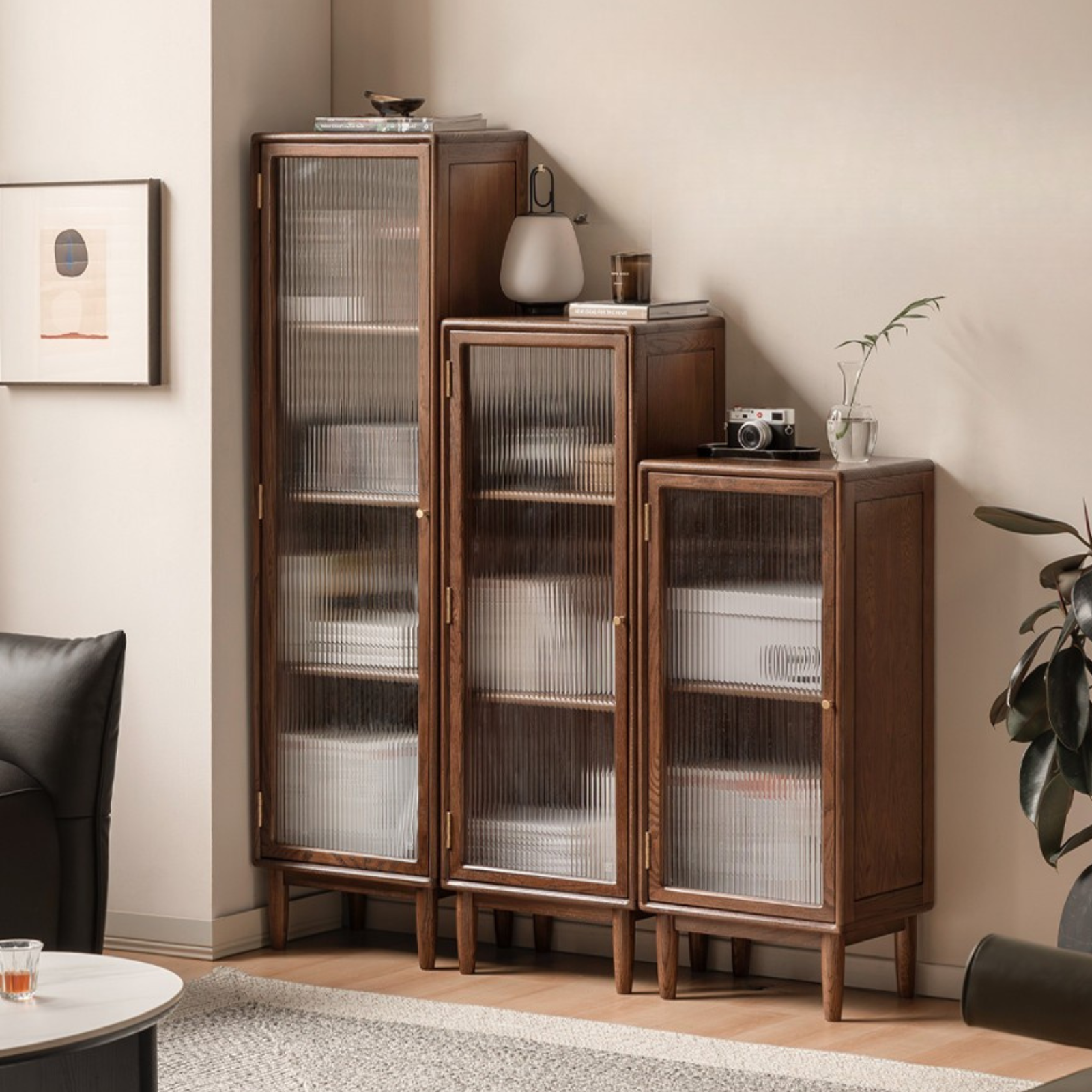 Ash Solid Wood Modern Side Cabinet.