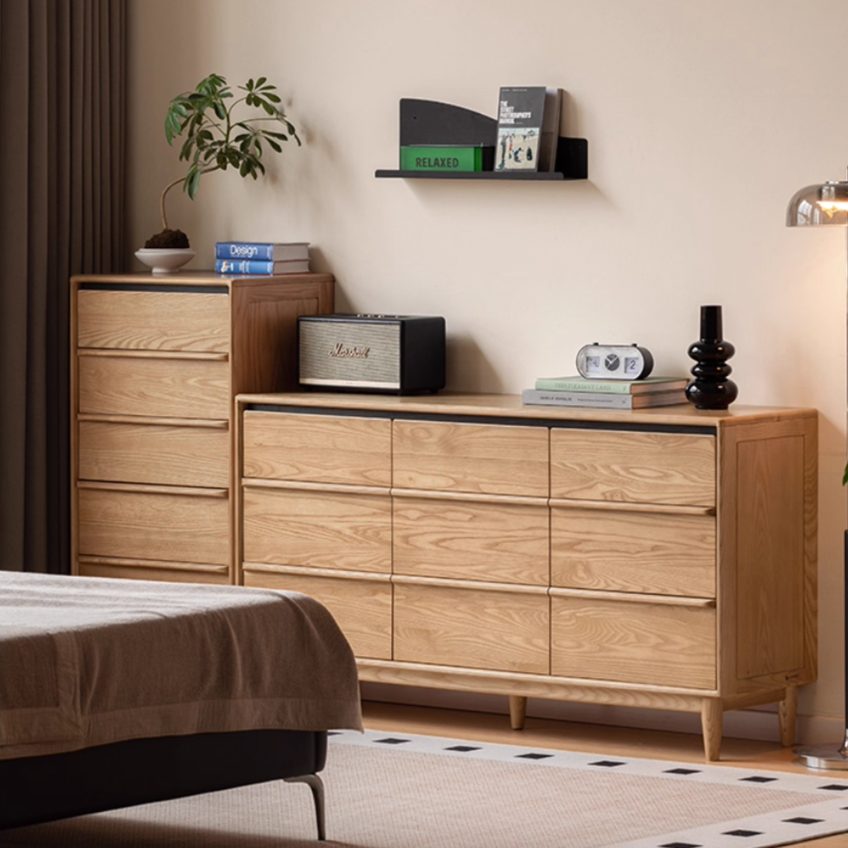 Ash Solid Wood Storage Drawer Cabinet