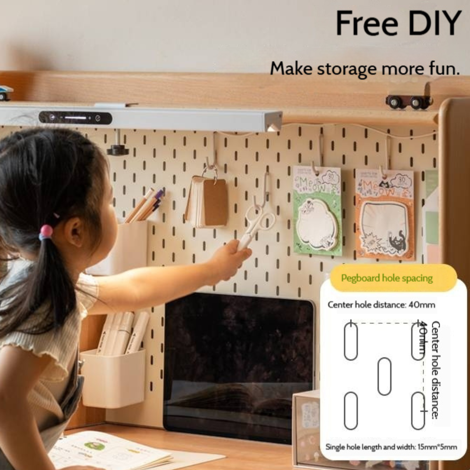 Beech Solid Wood Children's Learning Desk Bookshelf Integrated