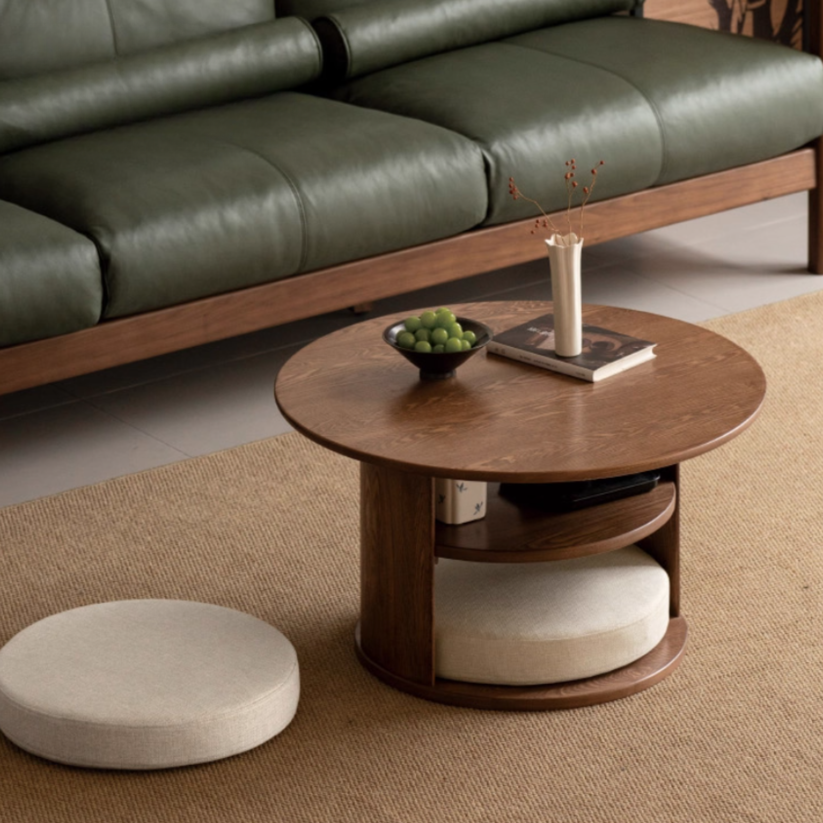Ash Solid Wood Dual Use Round Tea Table