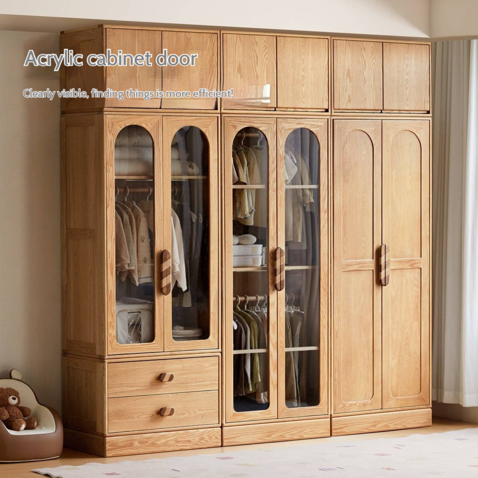 Oak Solid Wood Original Wood Style Children's Wardrobe