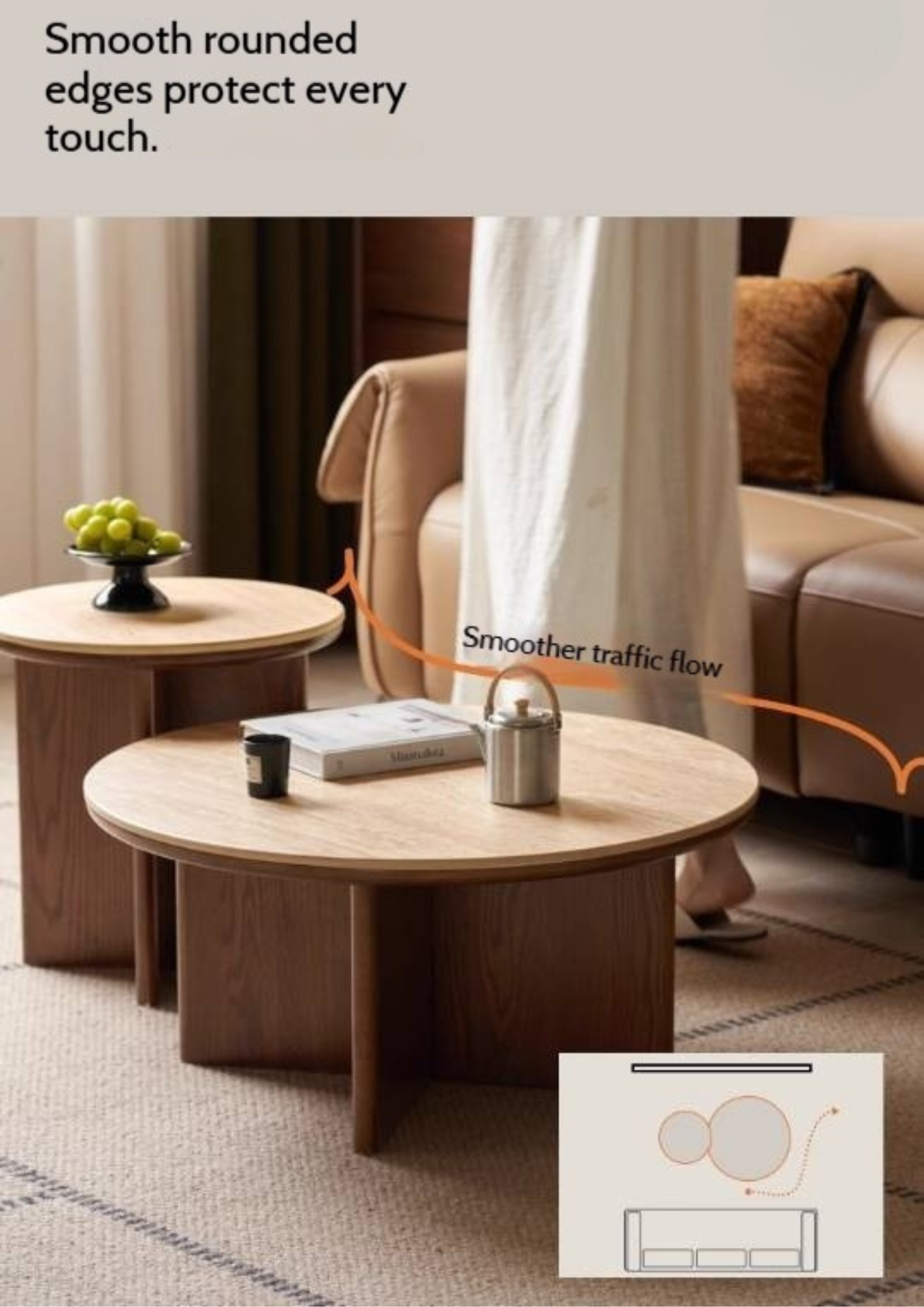 Oak Solid Wood Italian Light Luxury Style Slab Round Table