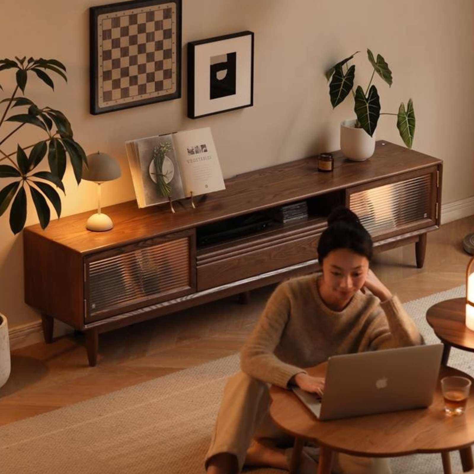 Ash Solid Wood Modern Minimalist TV Stand