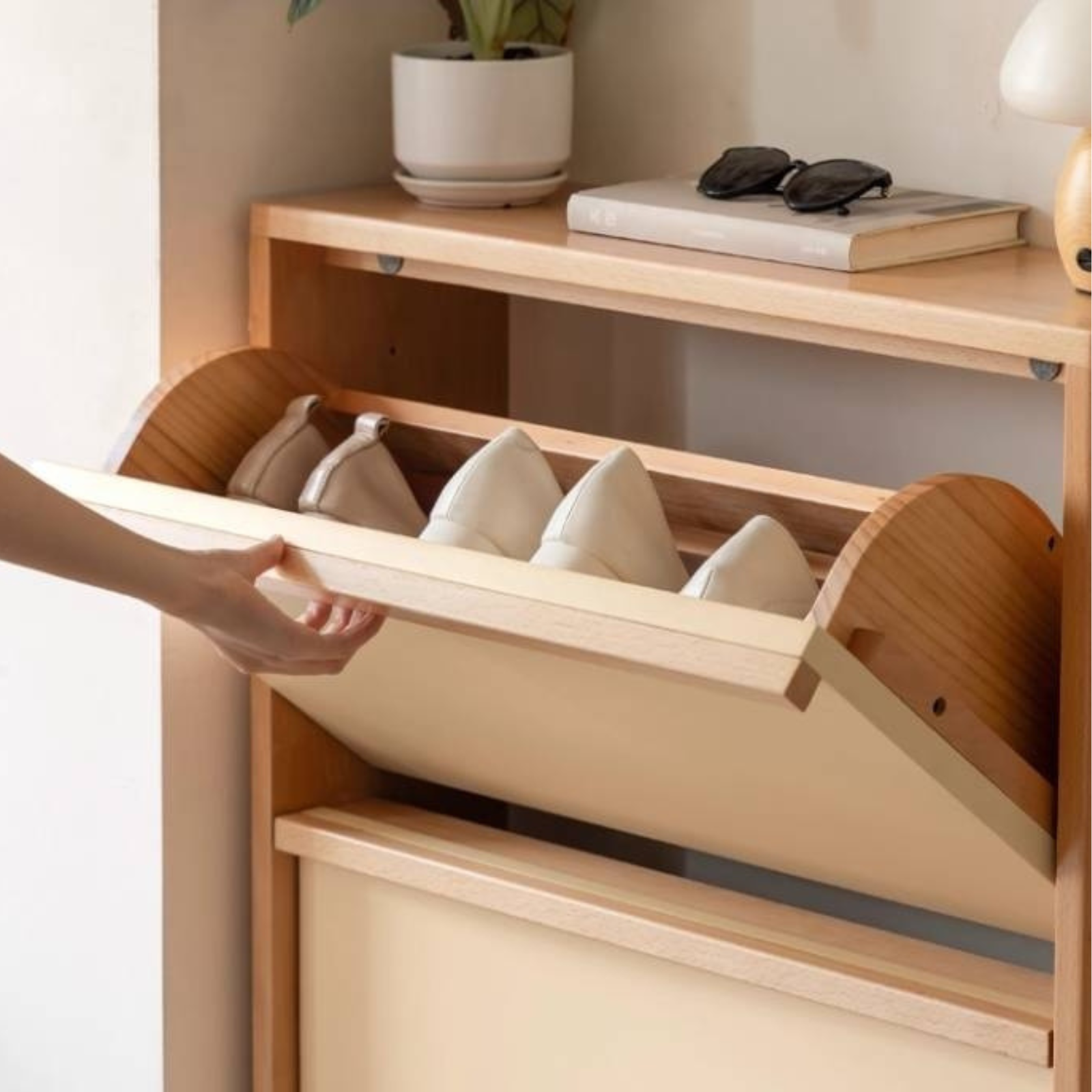 Beech Solid Wood Shoe Cabinet Hallway Cabinet