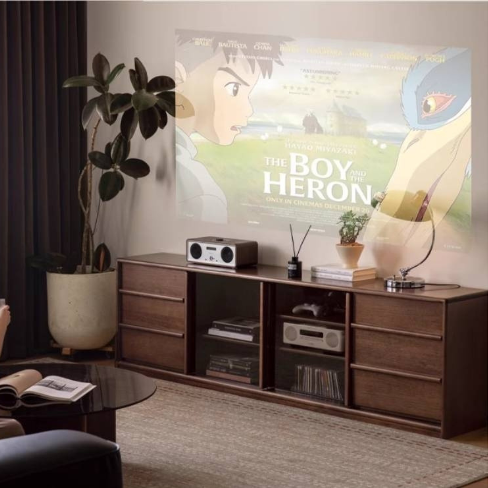 Golden Sandalwood Solid Wood TV Cabinet