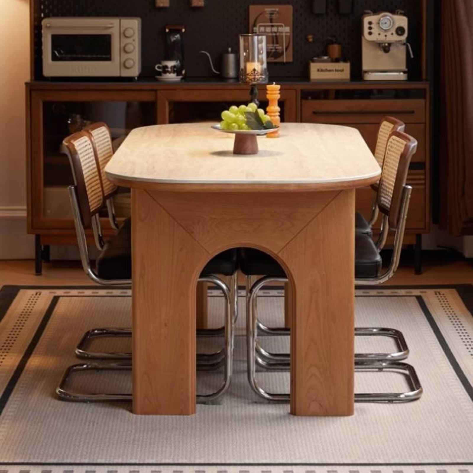 Cherry Solid Wood French Retro Style Slab Dining Table