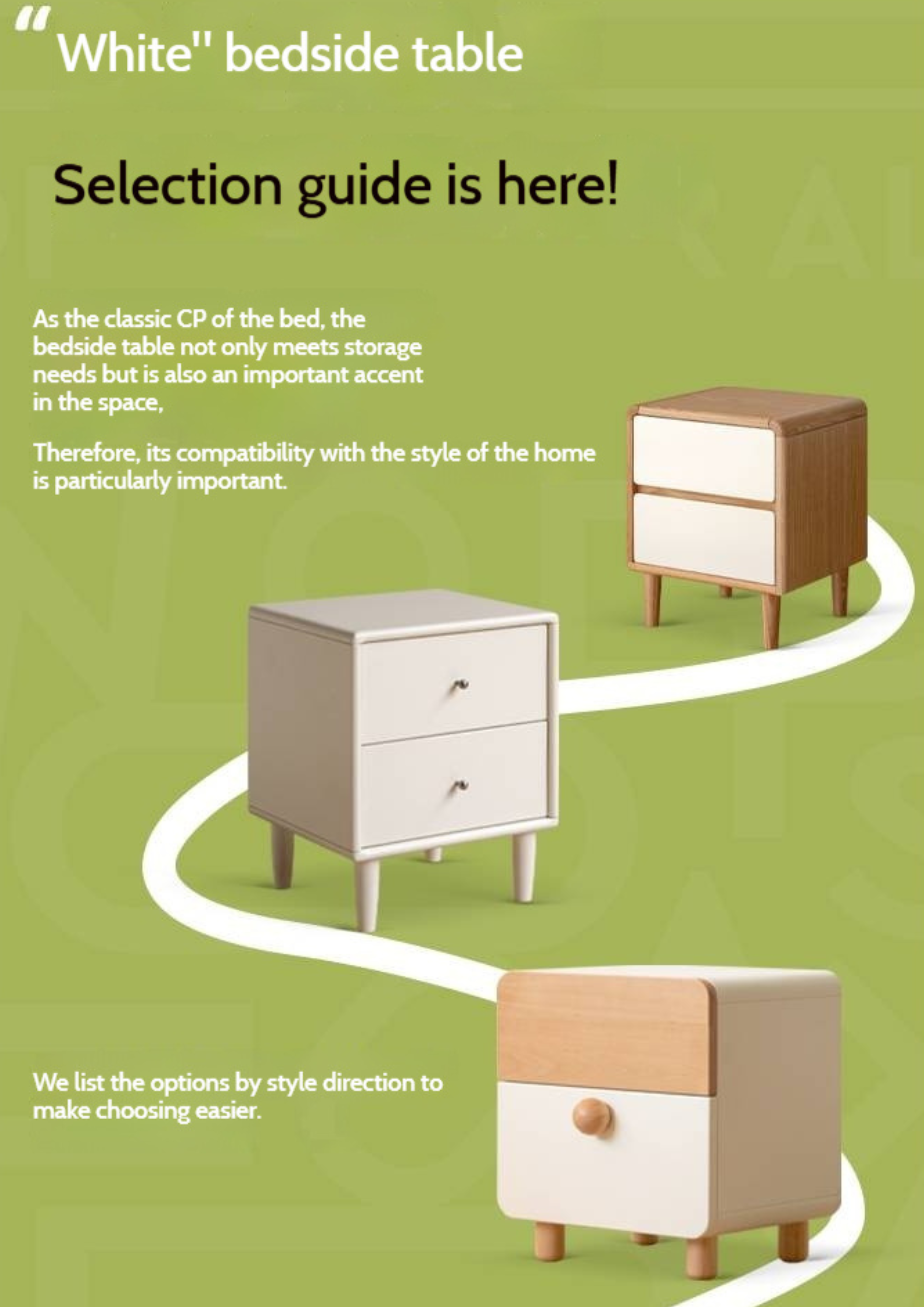 Beech Solid Wood White Cream Style Nightstand