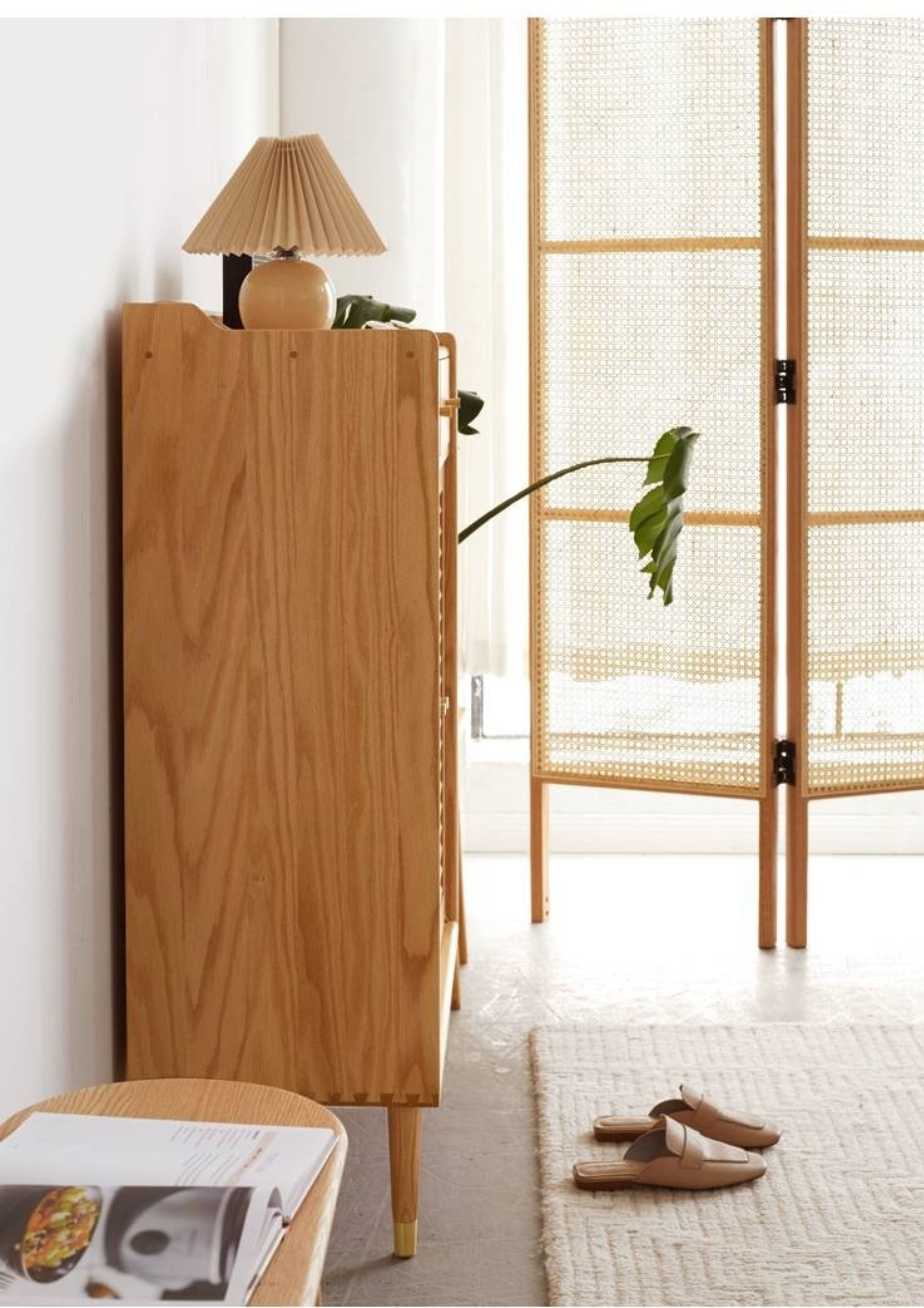 Oak Solid Wood Modern Nordic Storage Shoe Cabinet