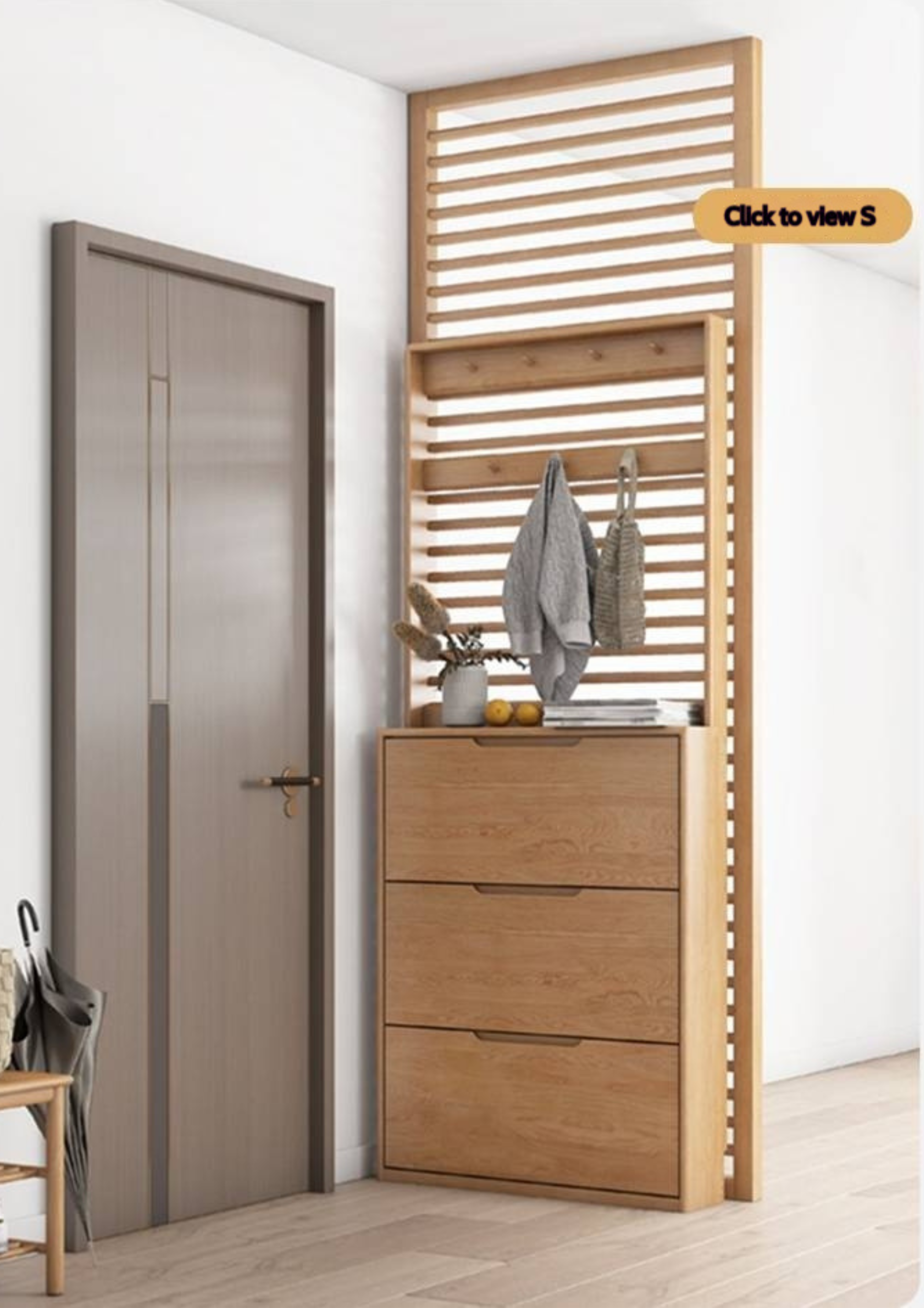 Oak, Poplar Solid Wood Ultra Thin Shoe Cabinet