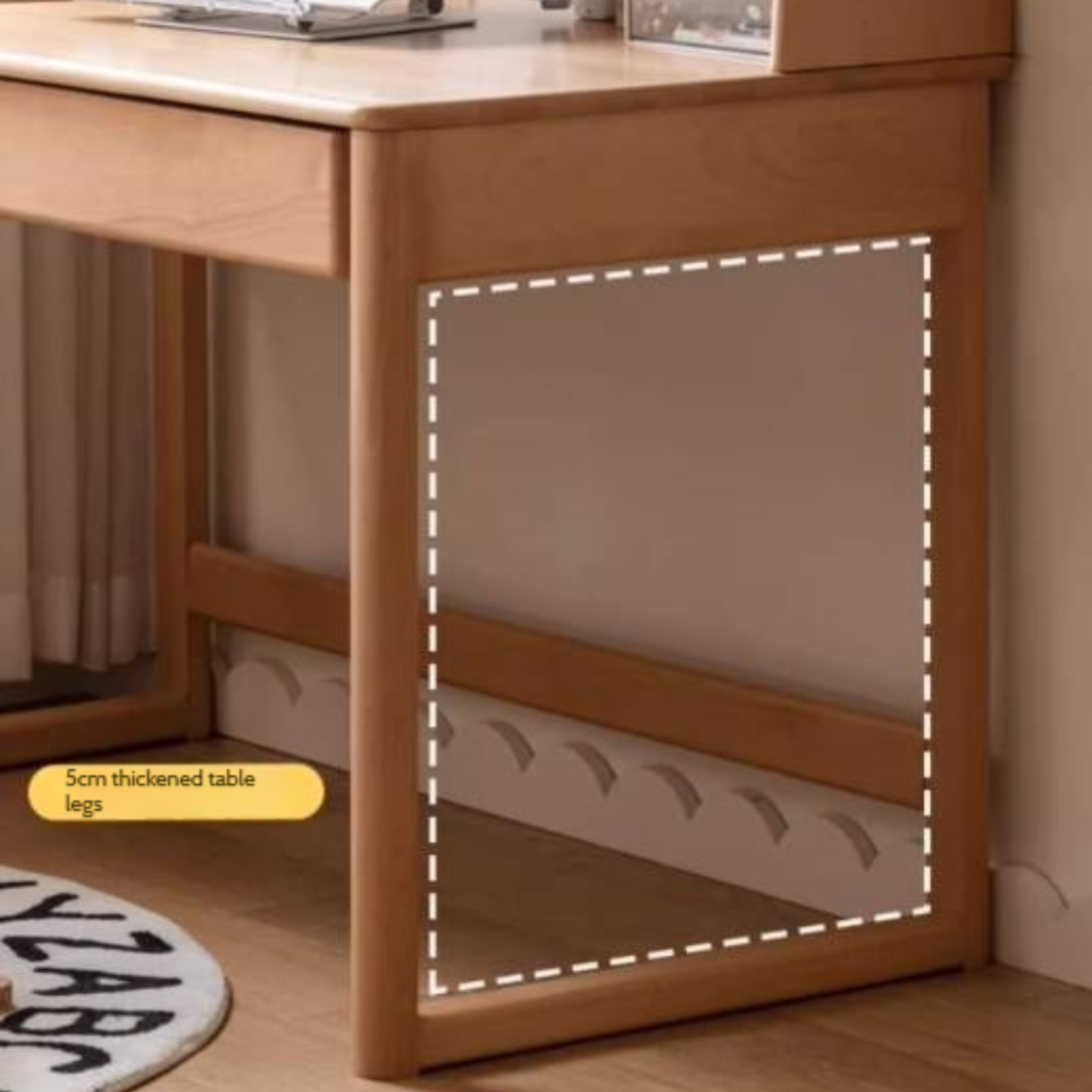 Beech Solid Wood Children's Study Desk Bookshelf Integrated