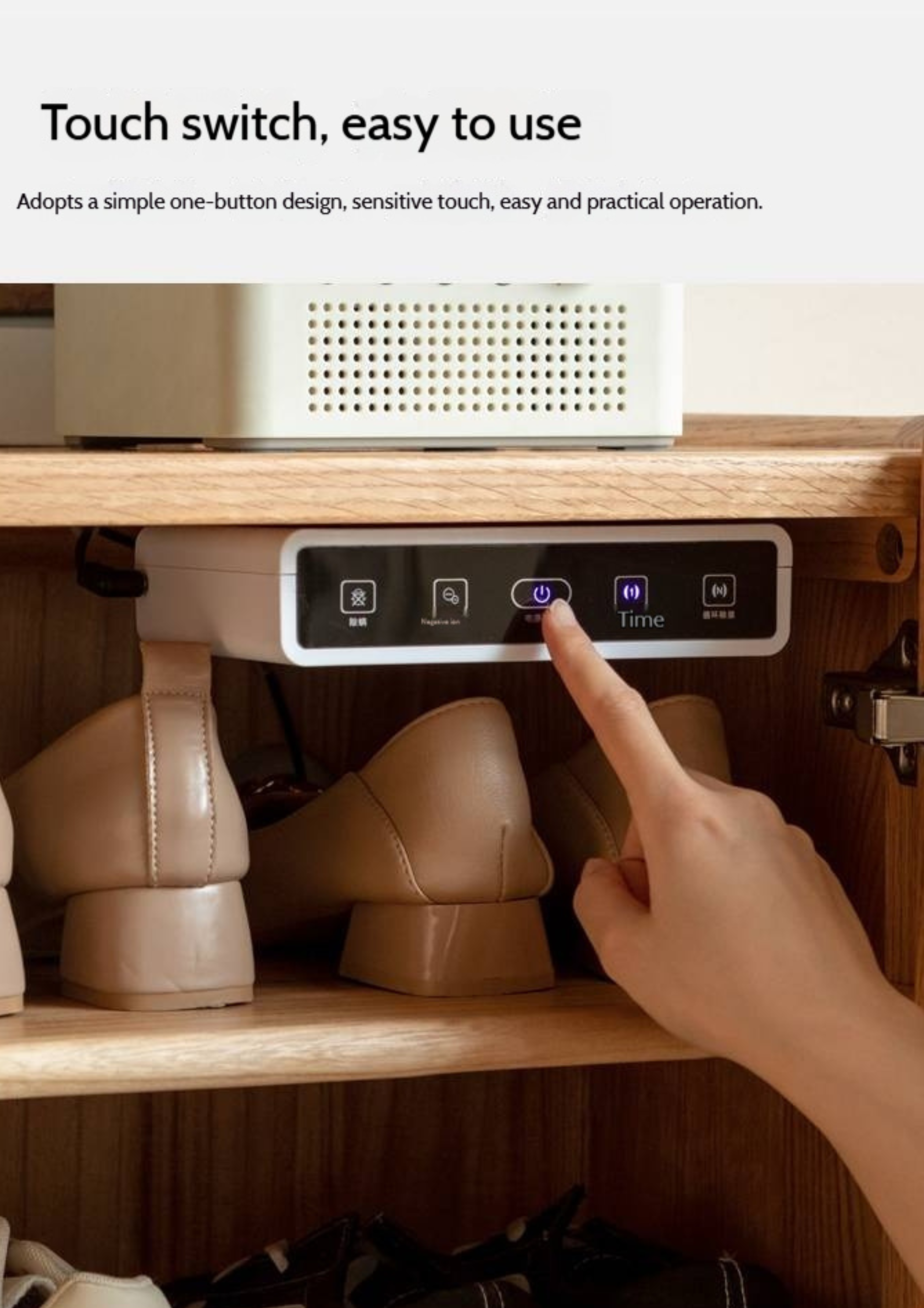 Oak Solid Wood Shutter Door Shoe Cabinet