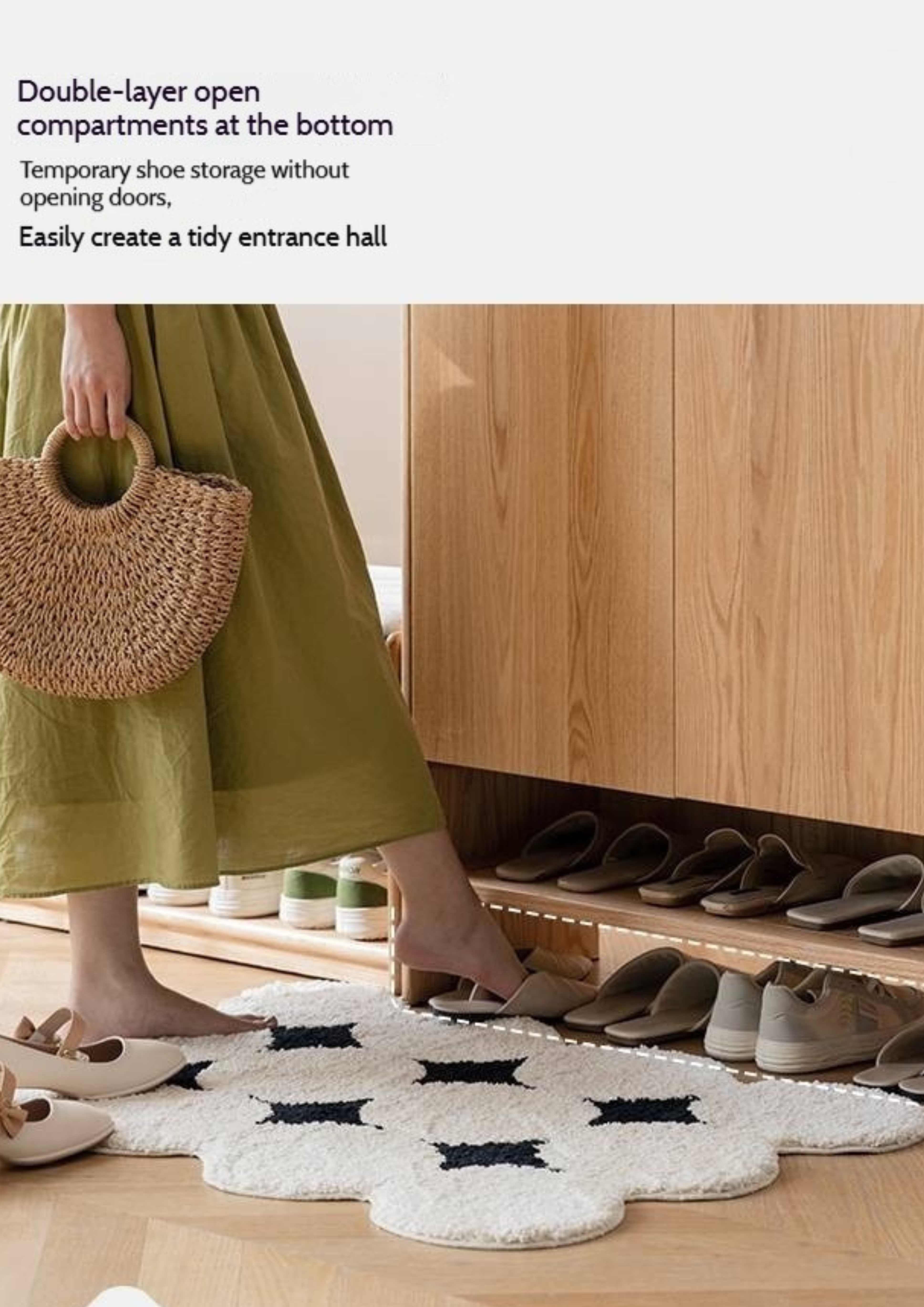 Oak Solid Wood Nordic Rock Slab Shoe Cabinet