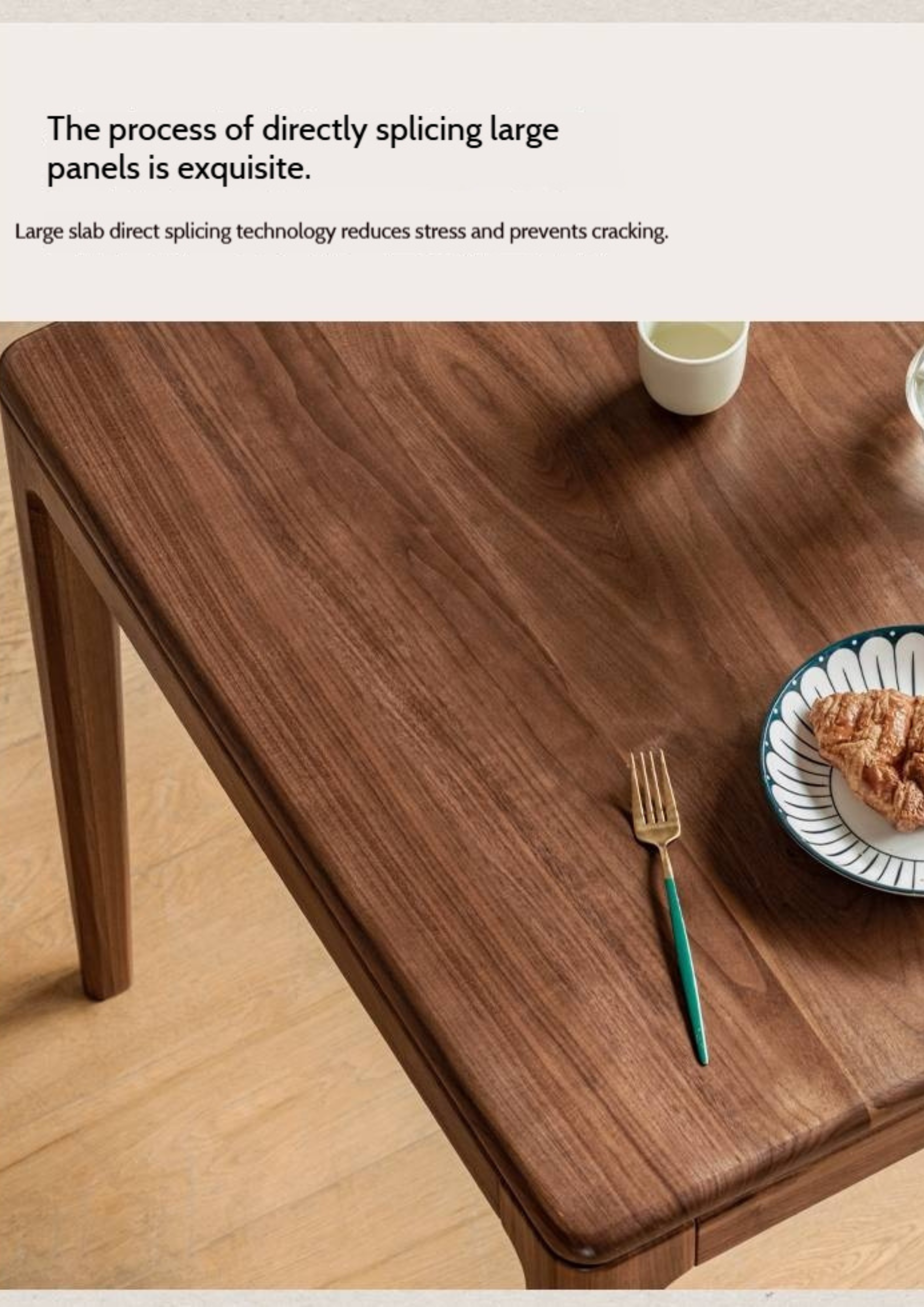 Black Walnut, Oak Solid Wood Modern Rock Board Dining Table