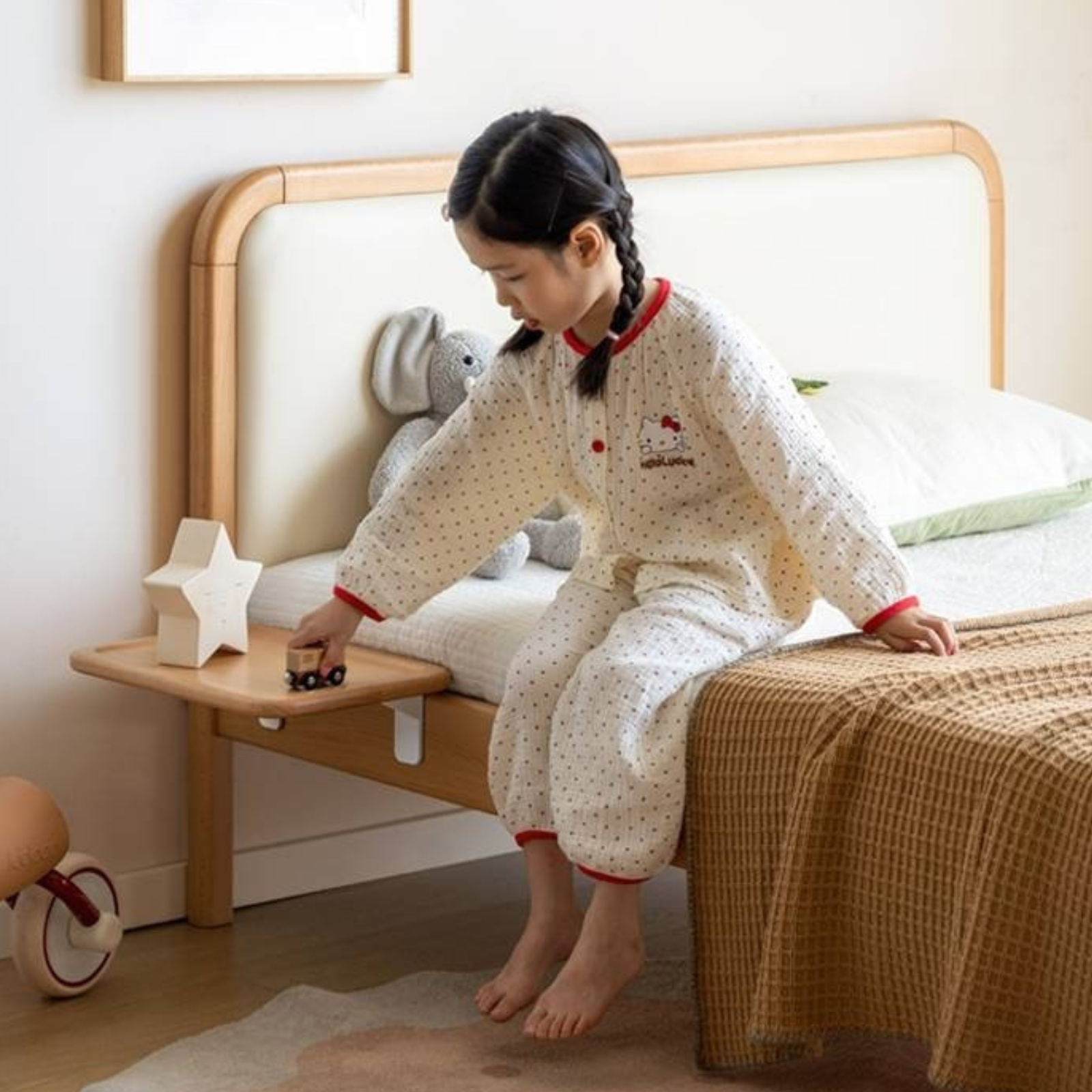 Beech Solid Wood Children's Floating Storage Bedside Shelf