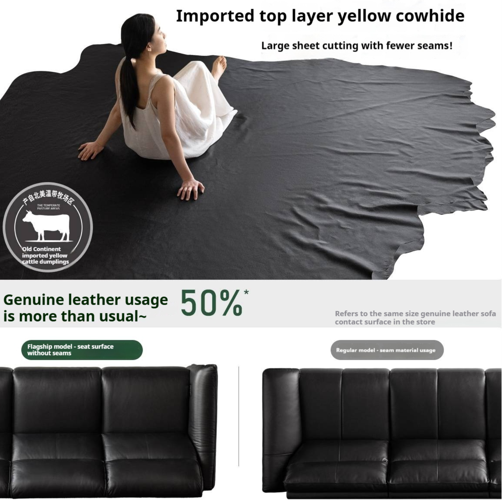 Black walnut solid wood Top Grain Genuine Leather Zero Wall Power Reclining Sofa