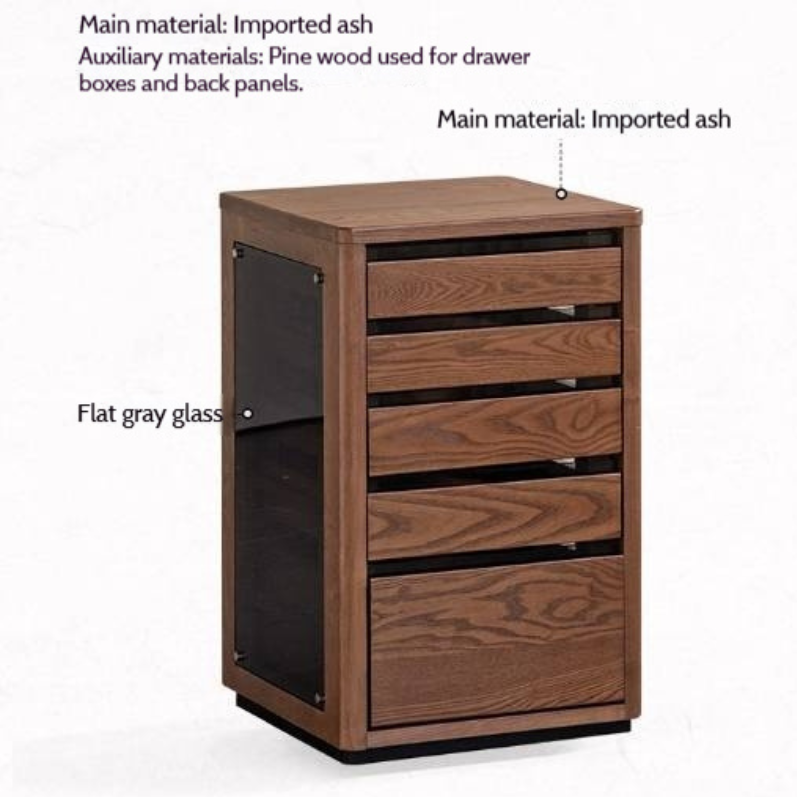 Ash Solid Wood Mobile Kettle Integrated Tea Cabinet