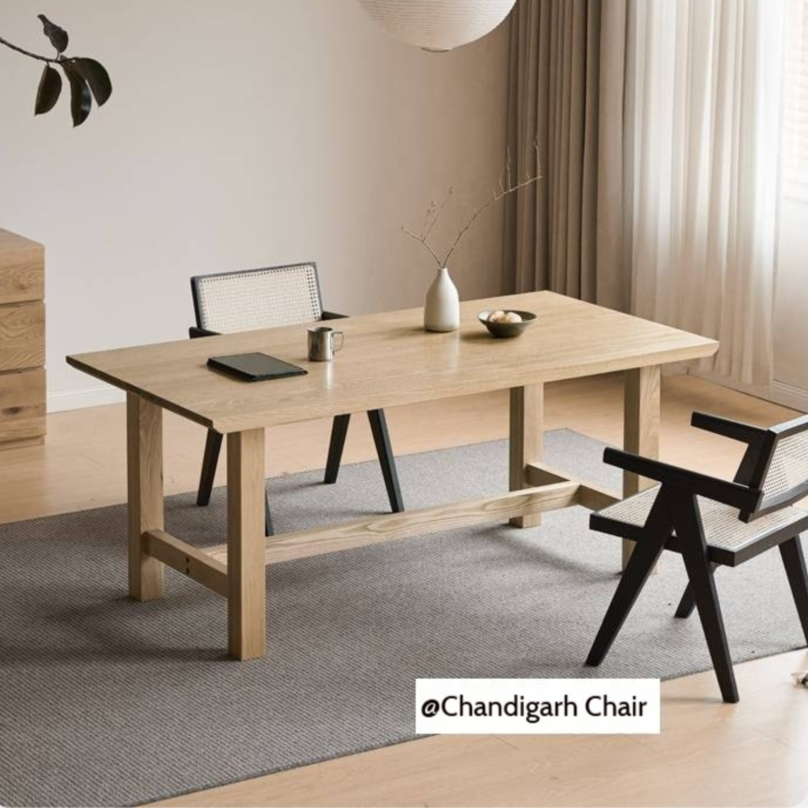 Ash Solid Wood Wabi Sabi Style Dining Table