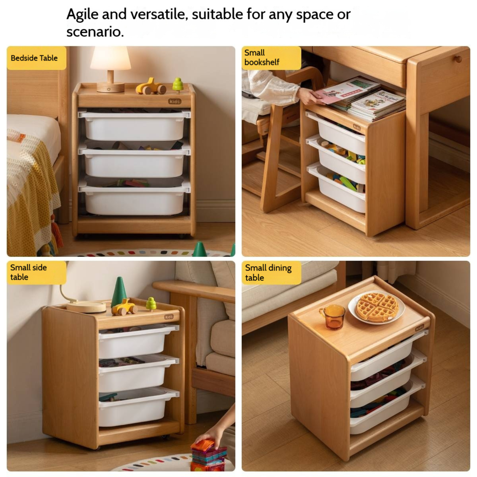 Beech Solid Wood Modern Minimalist Children's Nightstand