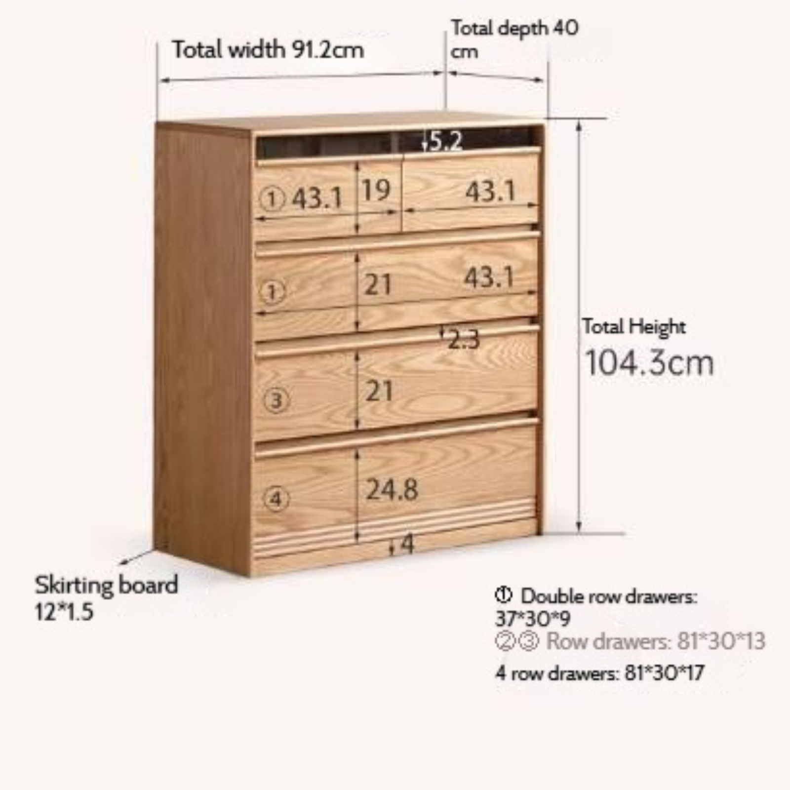 Ash Solid Wood Modern Chest of Drawers