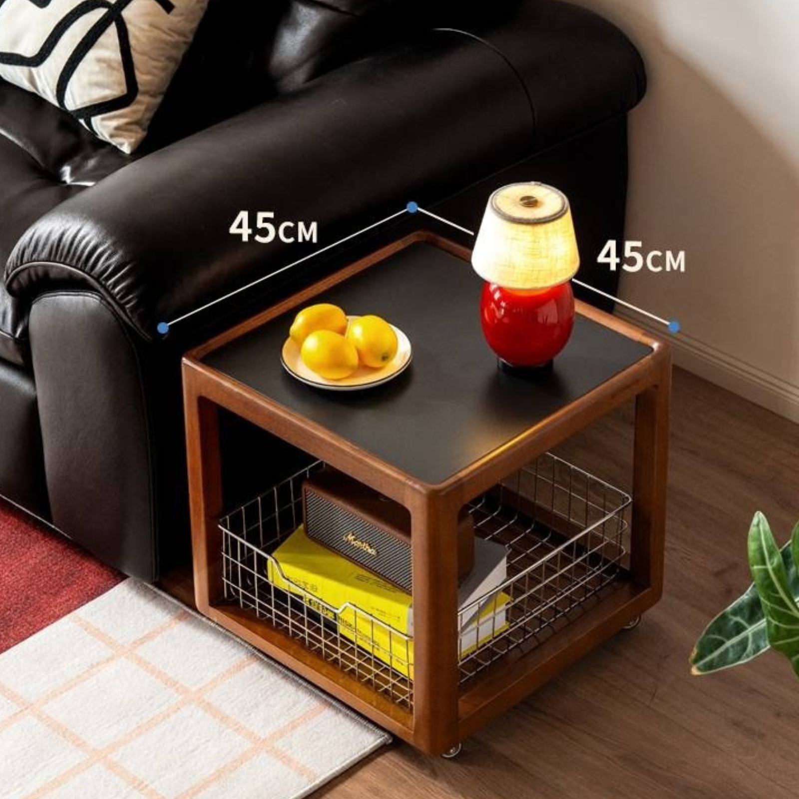 Poplar Solid Wood Movable Vintage Slab Side Table