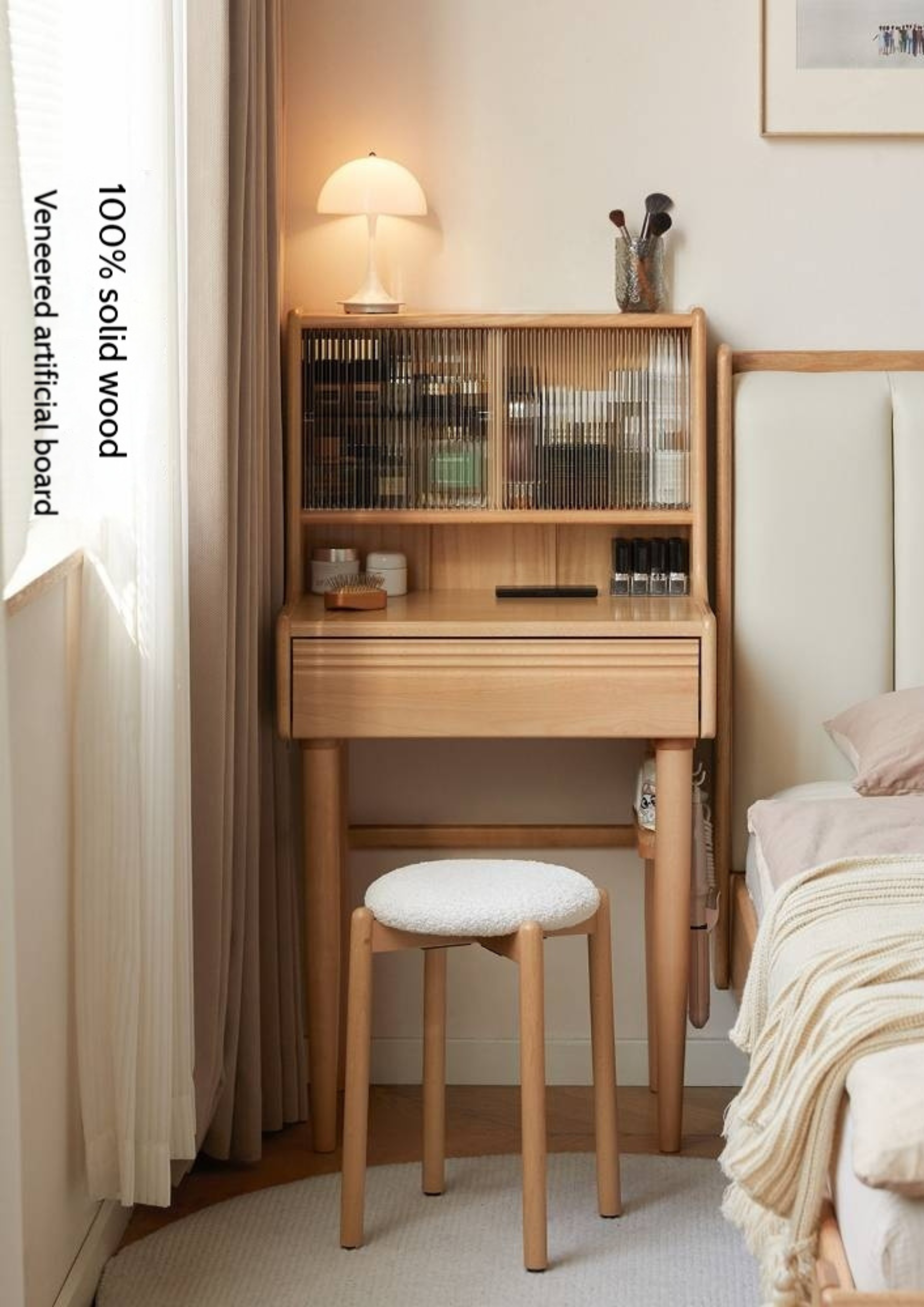 Beech Solid Wood Multifunctional Dressing Table Makeup