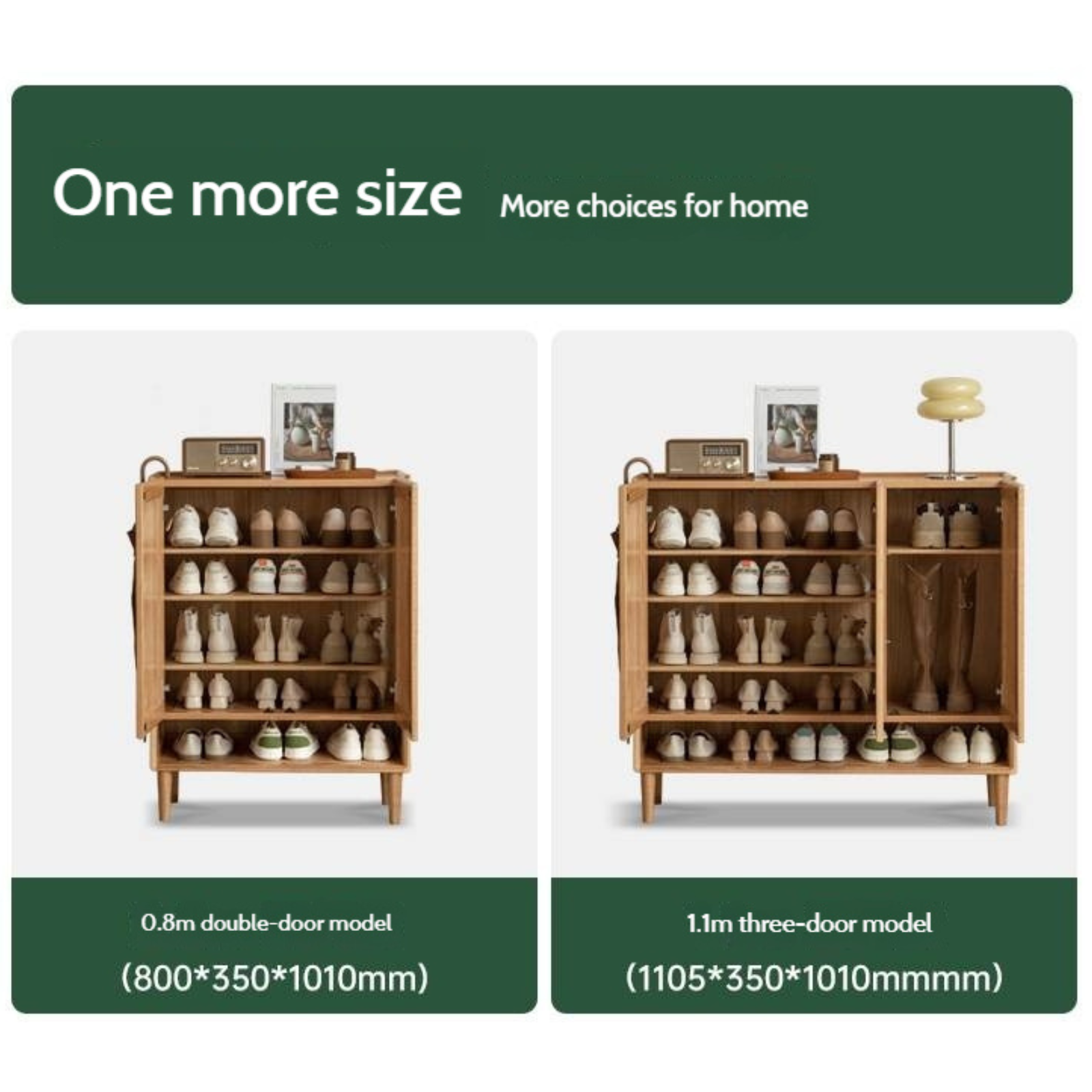 Oak, Solid Rubber Wood Shoe Cabinet