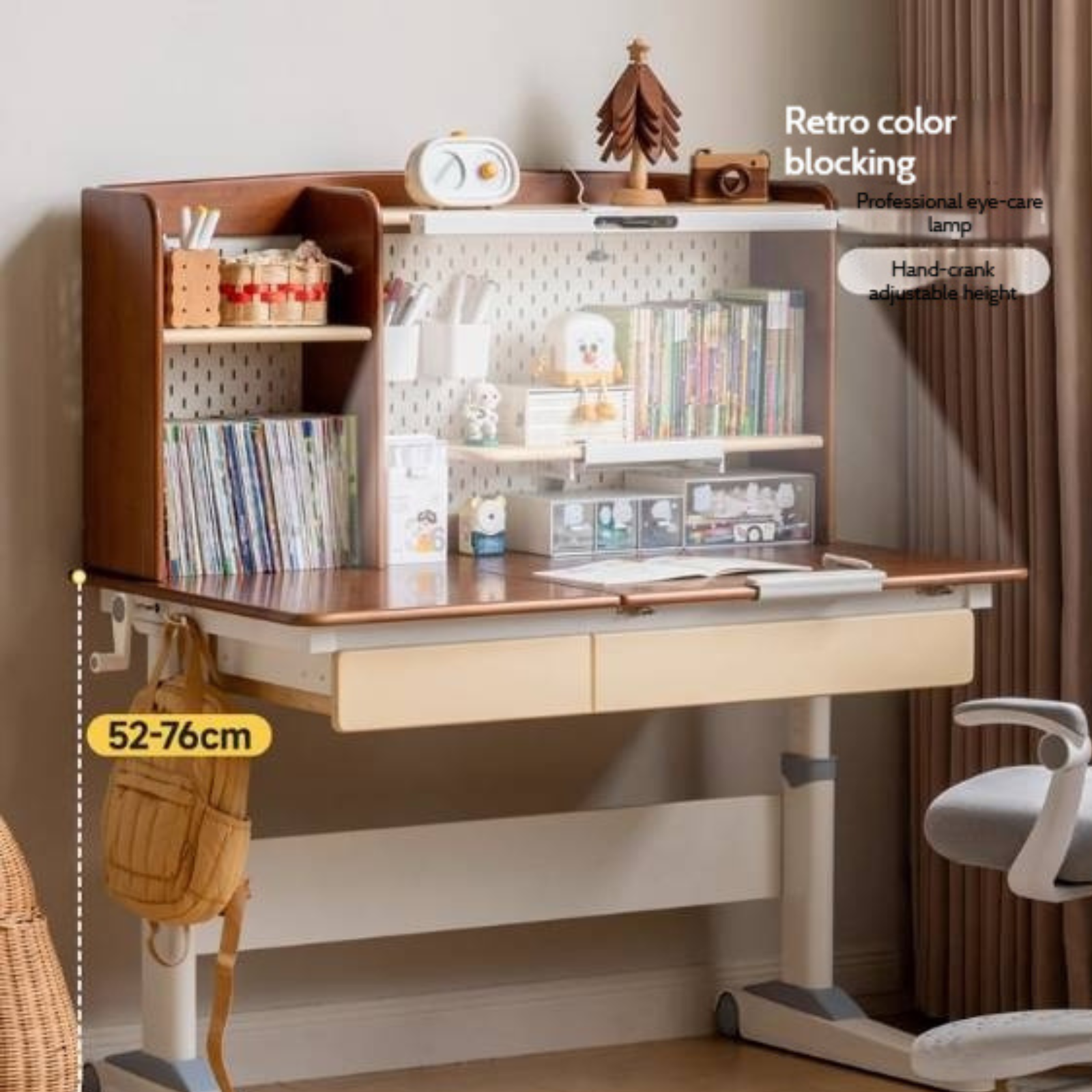 Solid Rubberwood Retro Style Children's Study Desk