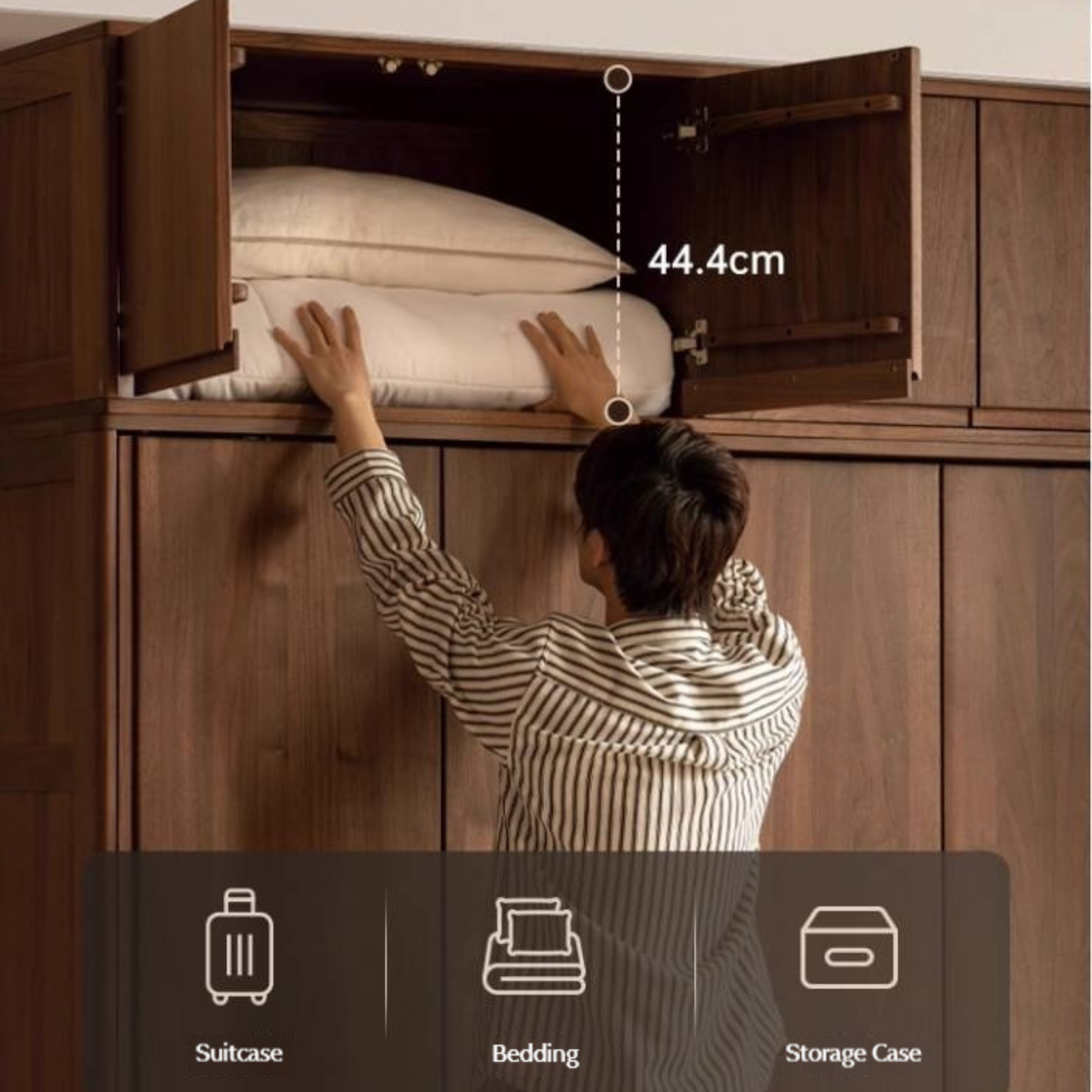 Black Walnut, Ash, Oak Solid Wood  Light Luxury Wardrobe Top Cabinet