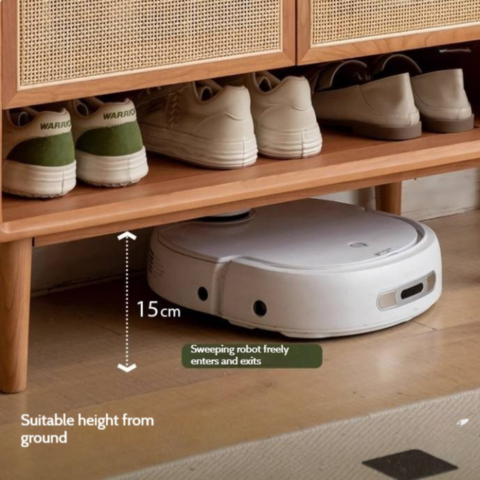 Сherry, Oak Solid Wood Rattan Locker Shoe Cabinet