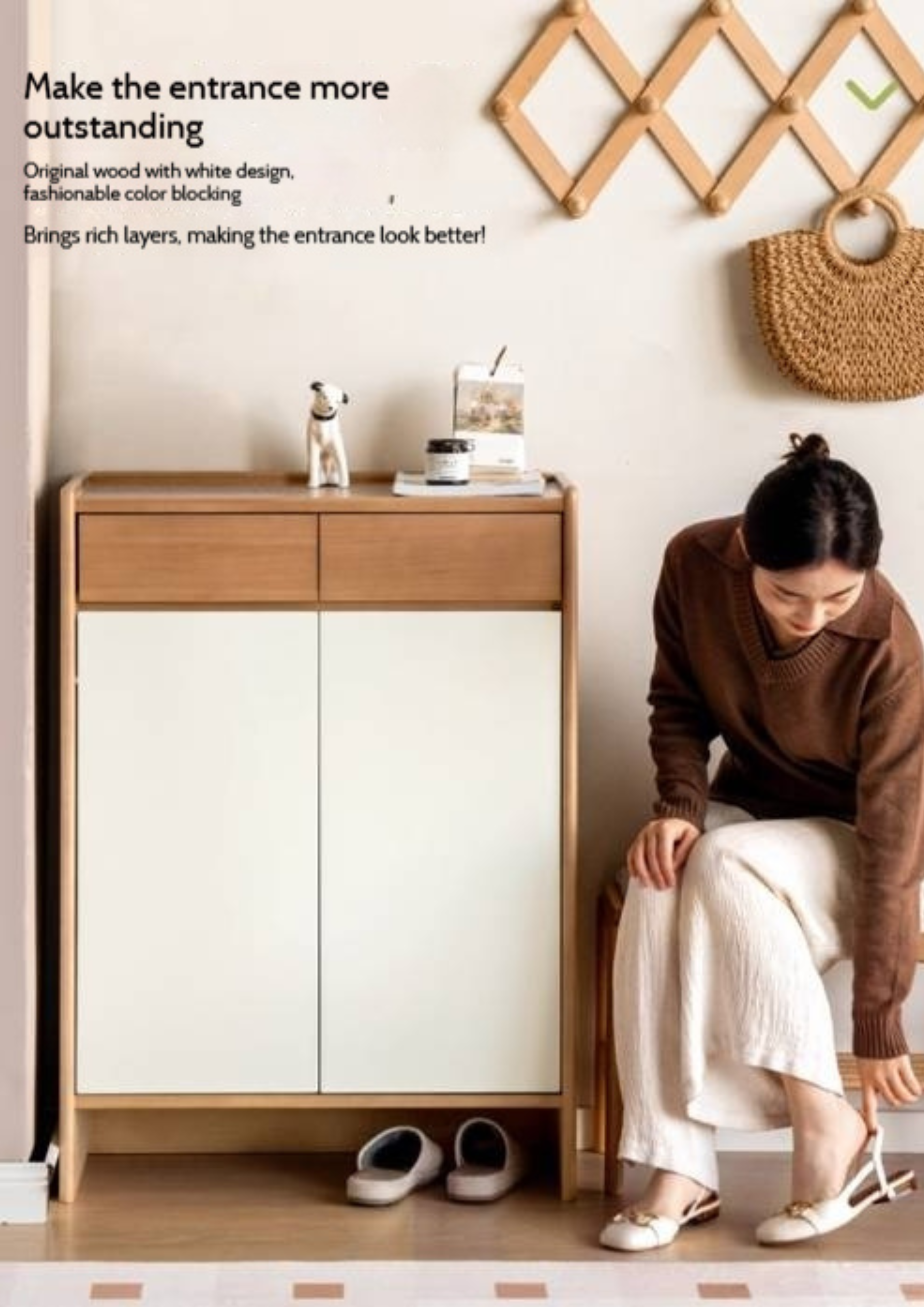 Poplar Solid Wood Shoe Cabinet