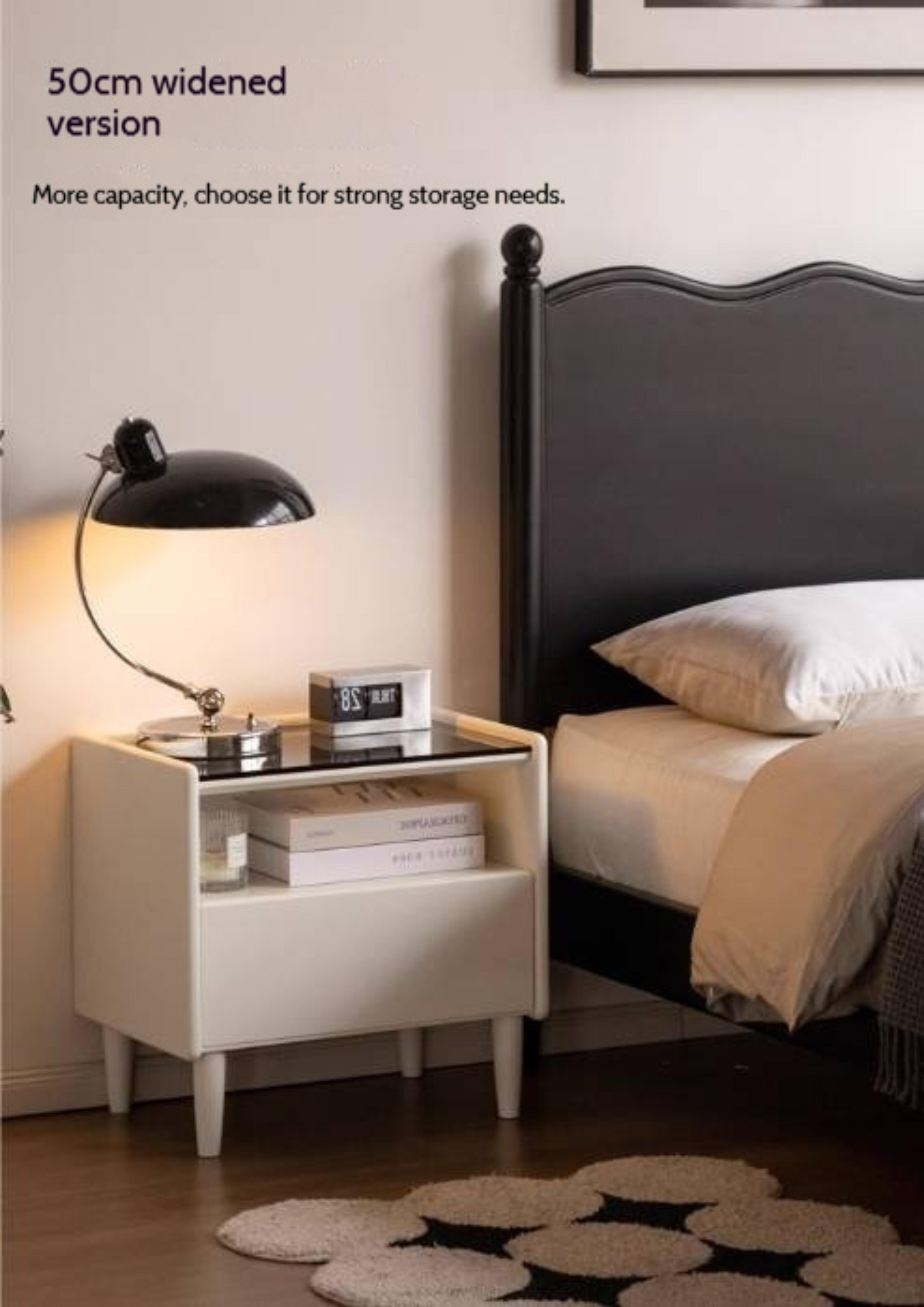 Solid Rubberwood Modern Nightstand