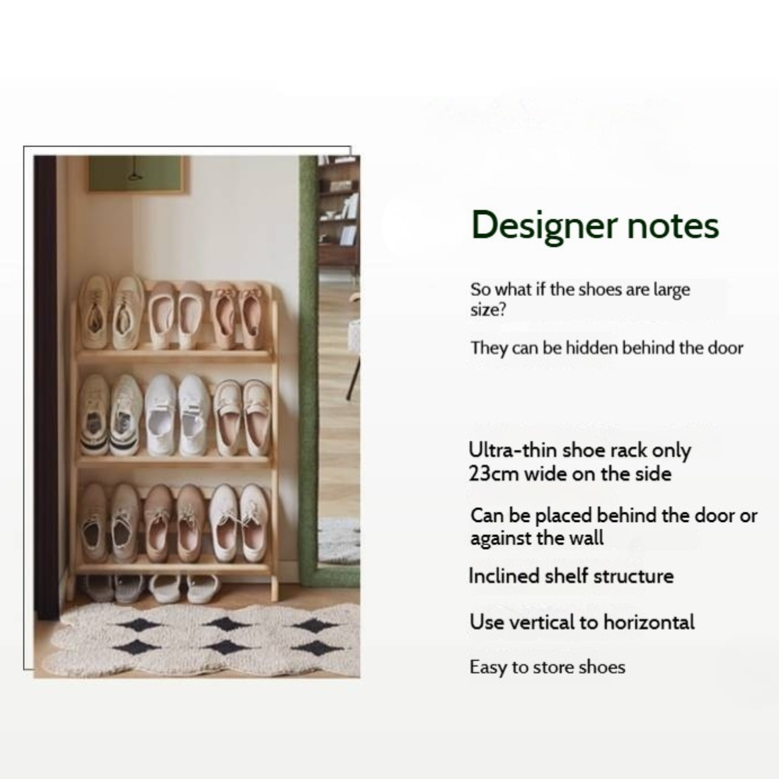 Birch, Beech Solid Wood Multi Layer Ultra Thin Shoe Racks